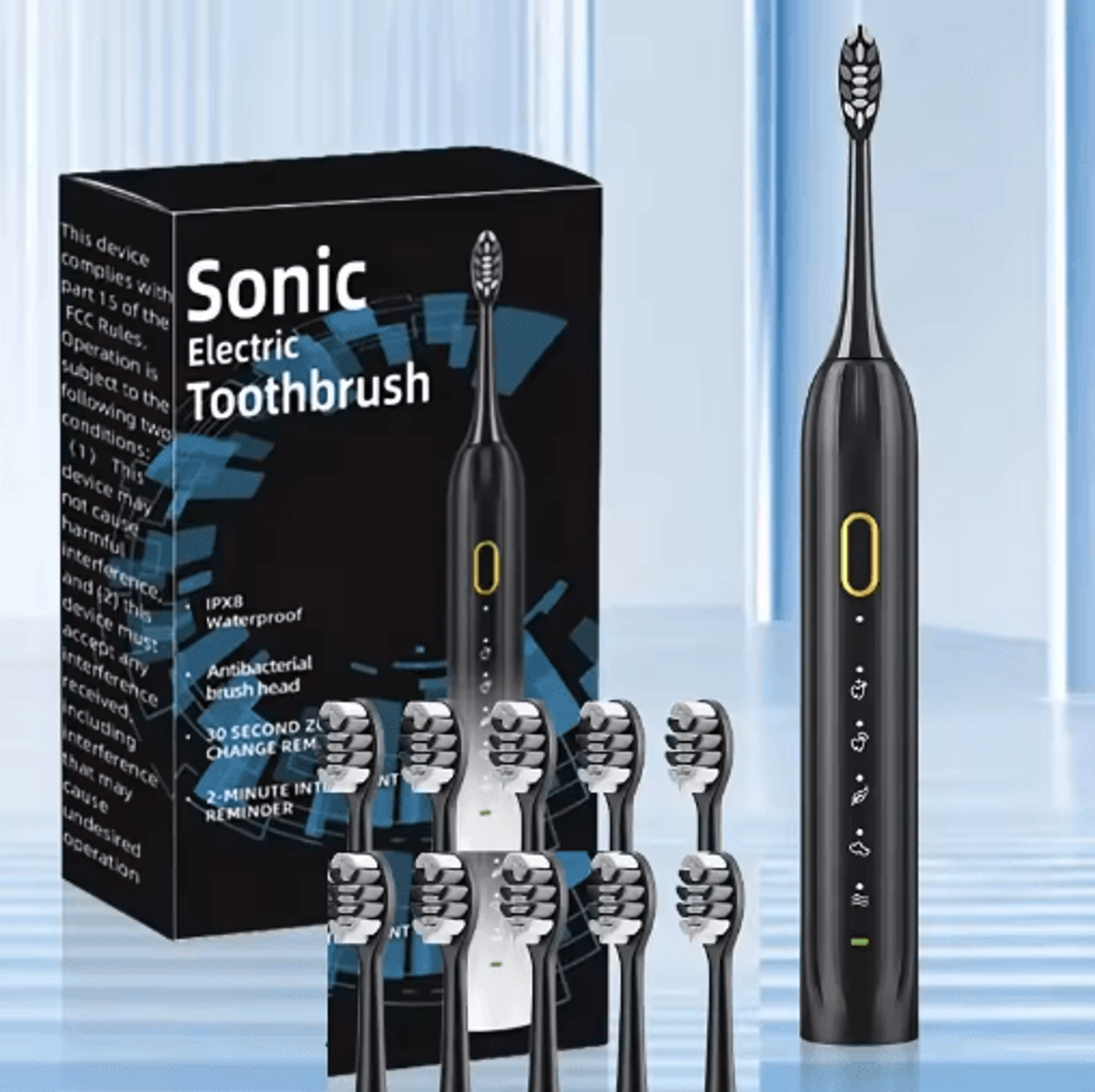rechargeable electric toothbrush – waterproof rotary toothbrush with 10 brush heads