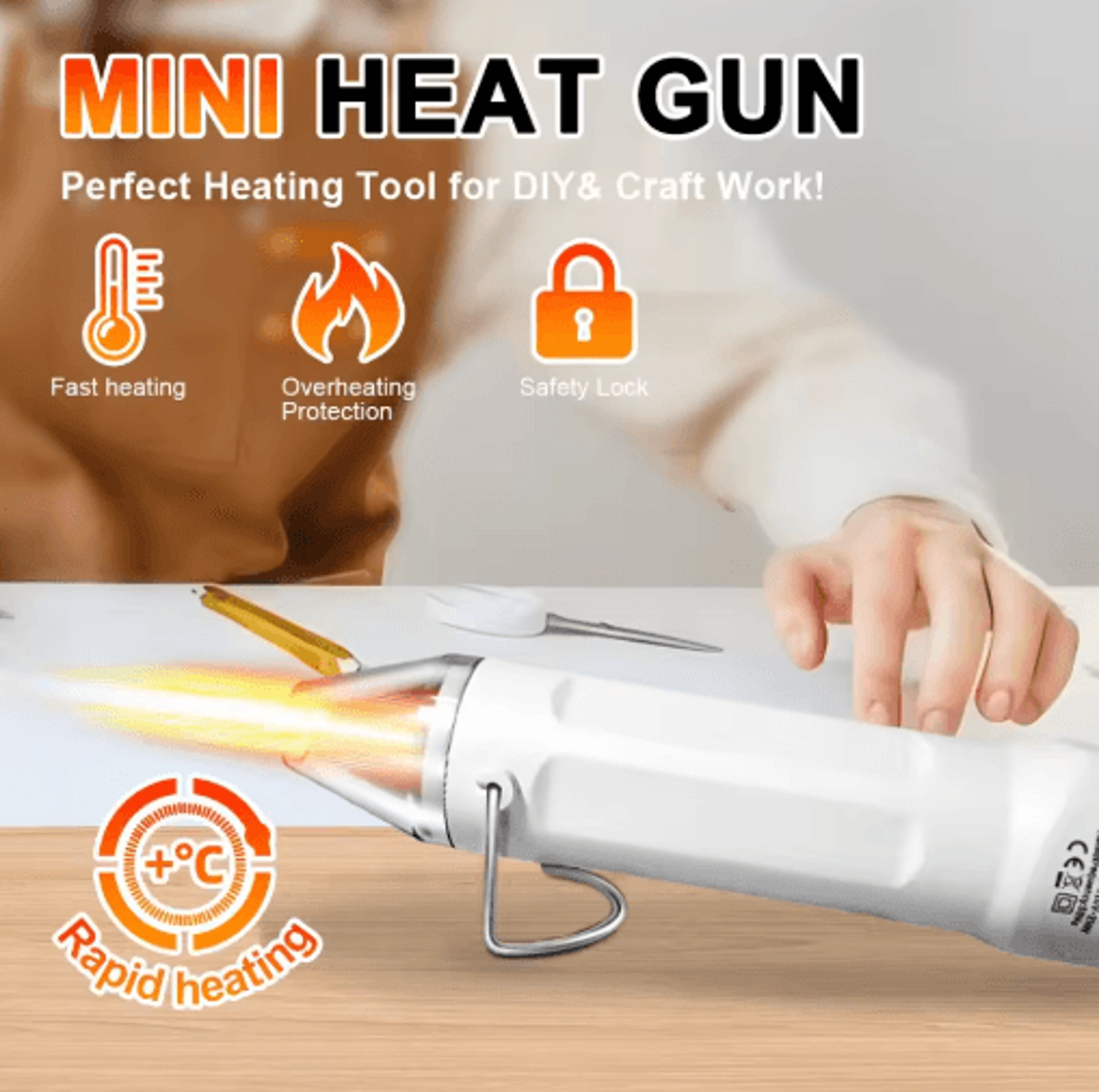 300w mini heat gun – handheld diy craft & heat shrink tool