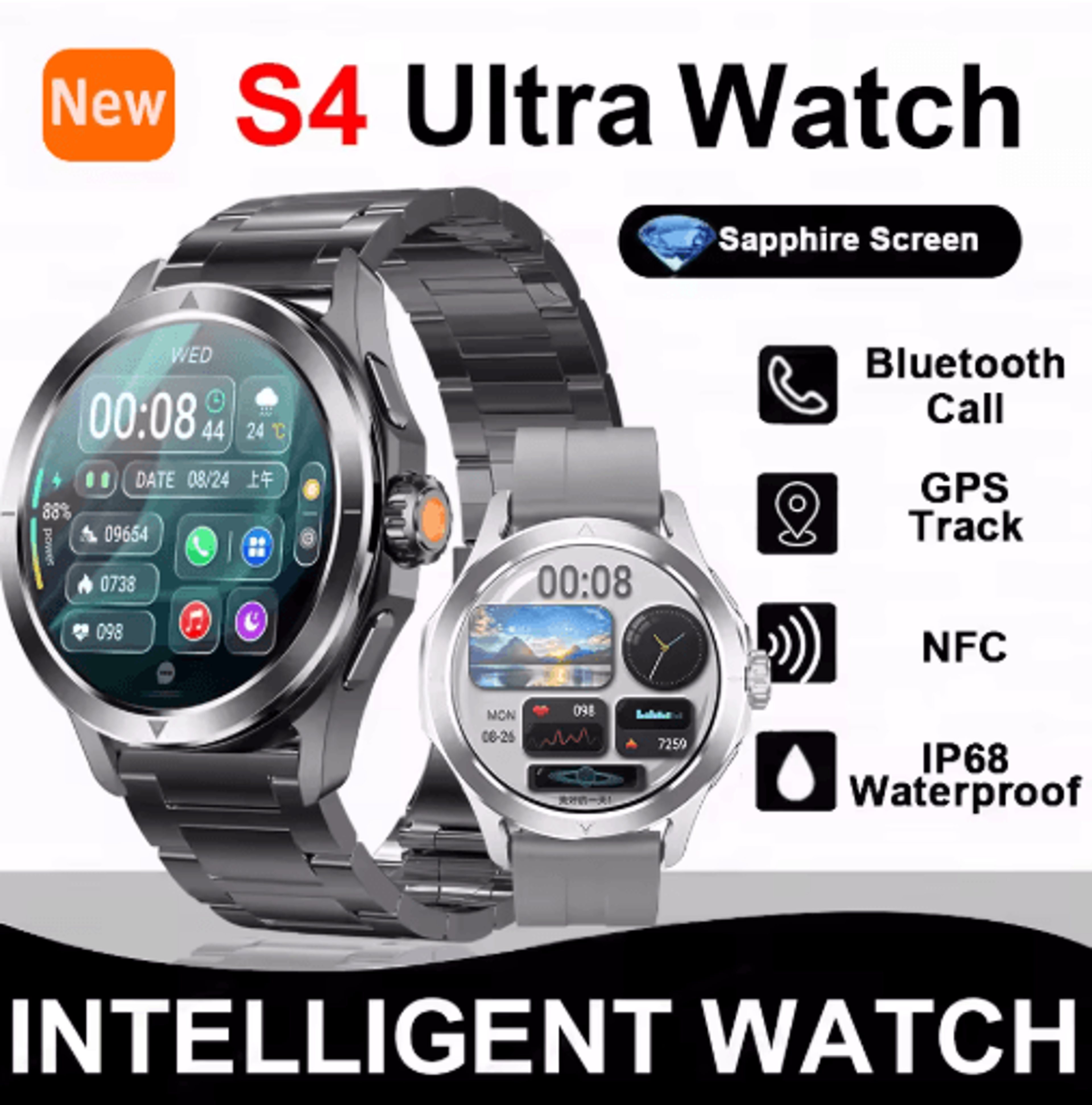 s4 ultra smartwatch – amoled hd gps fitness watch with bluetooth calling