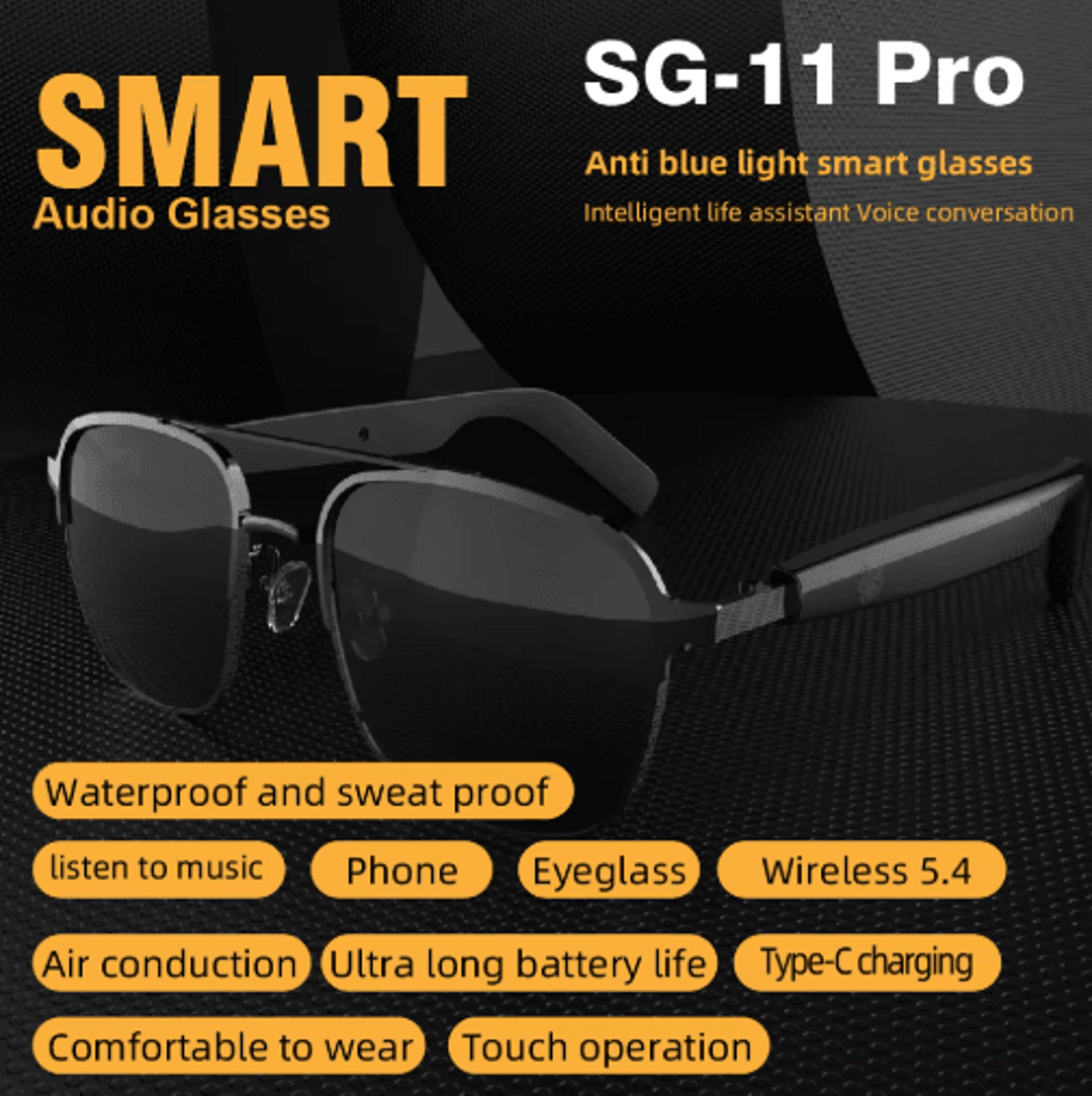 SG11 PRO Smart Audio Sunglasses  TWS Wireless Bluetooth Glasses For Sports  Outdoor Use 4