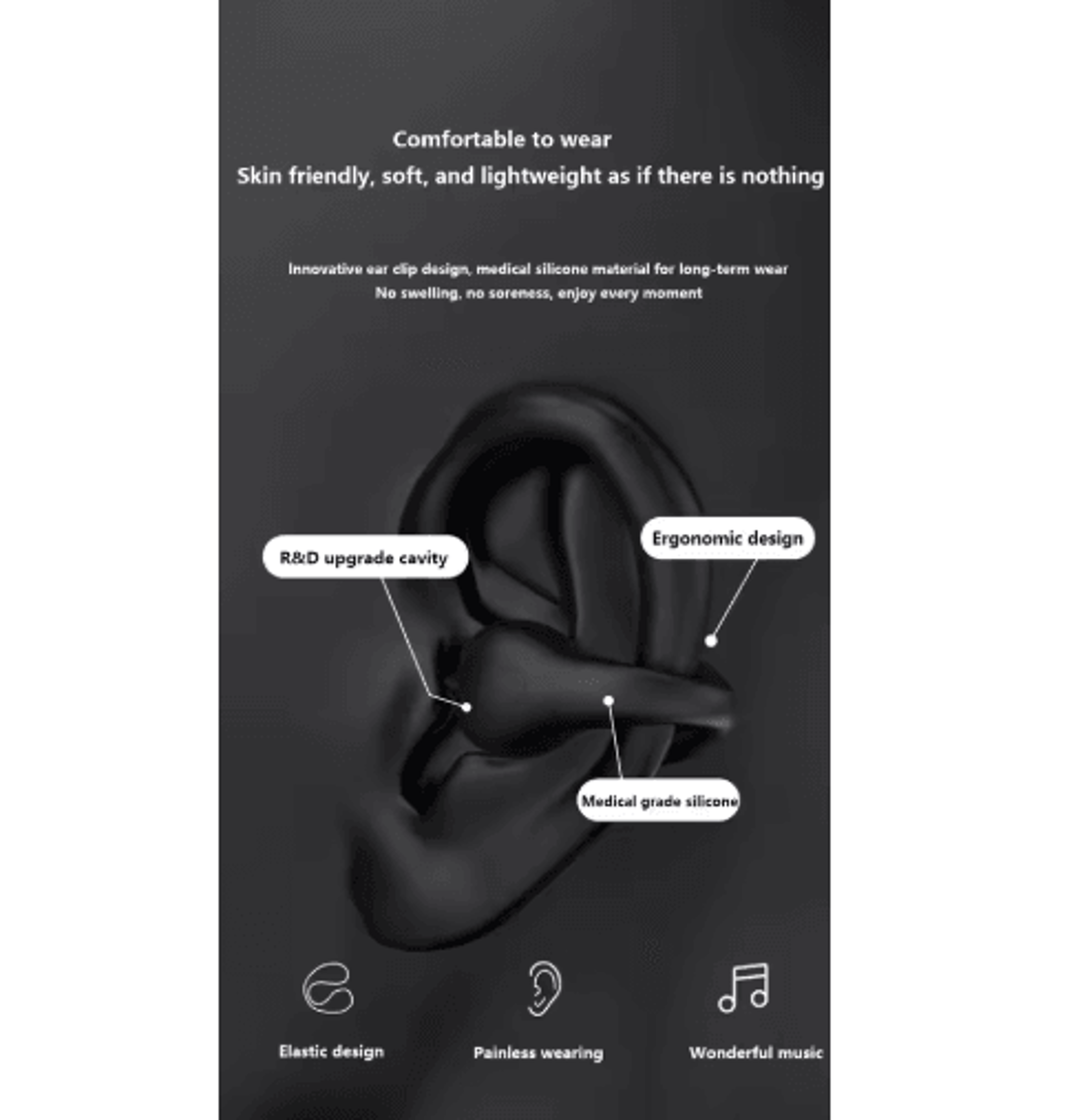 S2222 ClipOn TWS Wireless Earbuds  Mini Bluetooth Headset With ANC  Digital Display 6