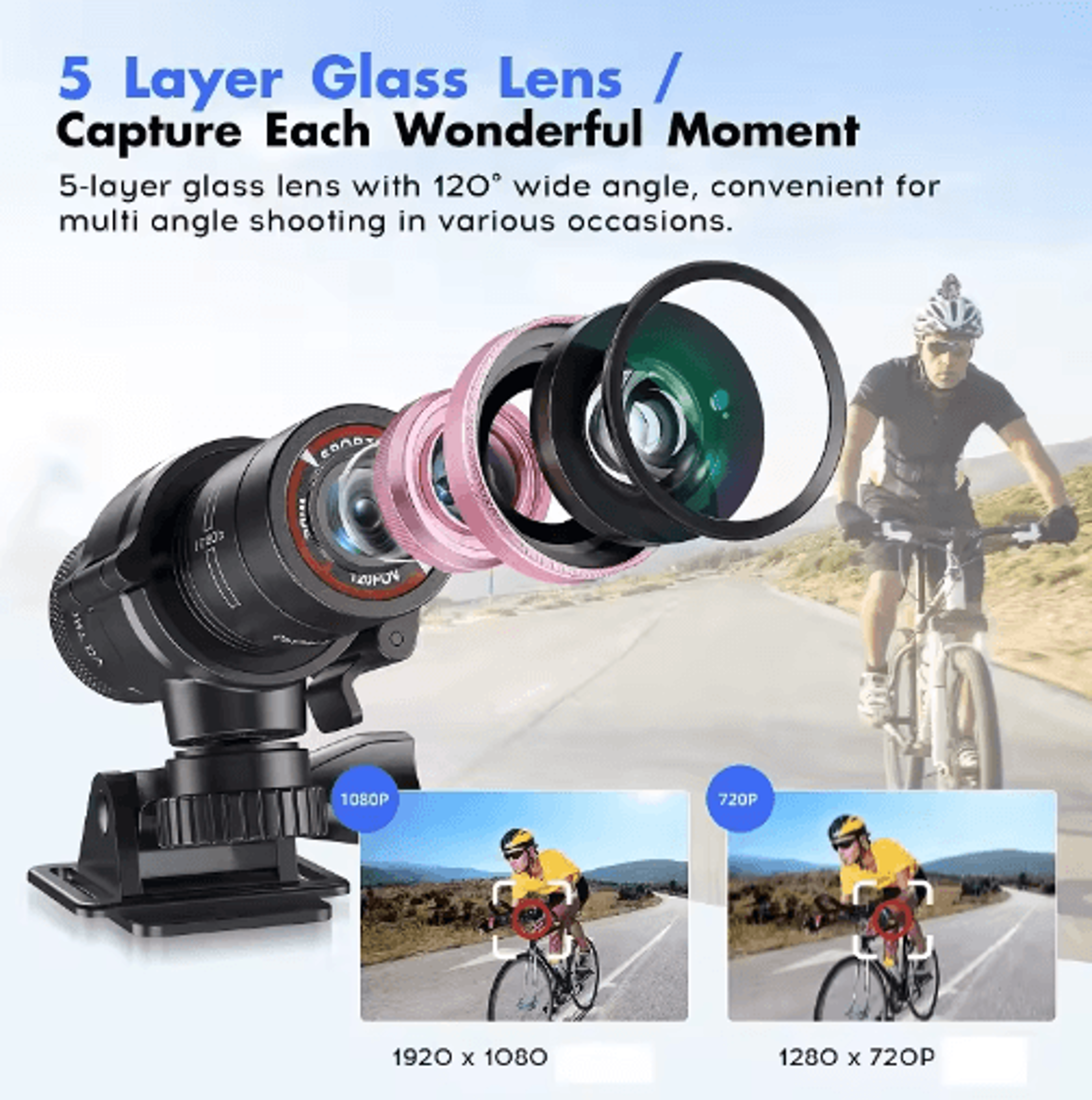Mini 1080P Action Camera With Flashlight  Waterproof Helmet Cam For Bike  Motorcycle Recording 6