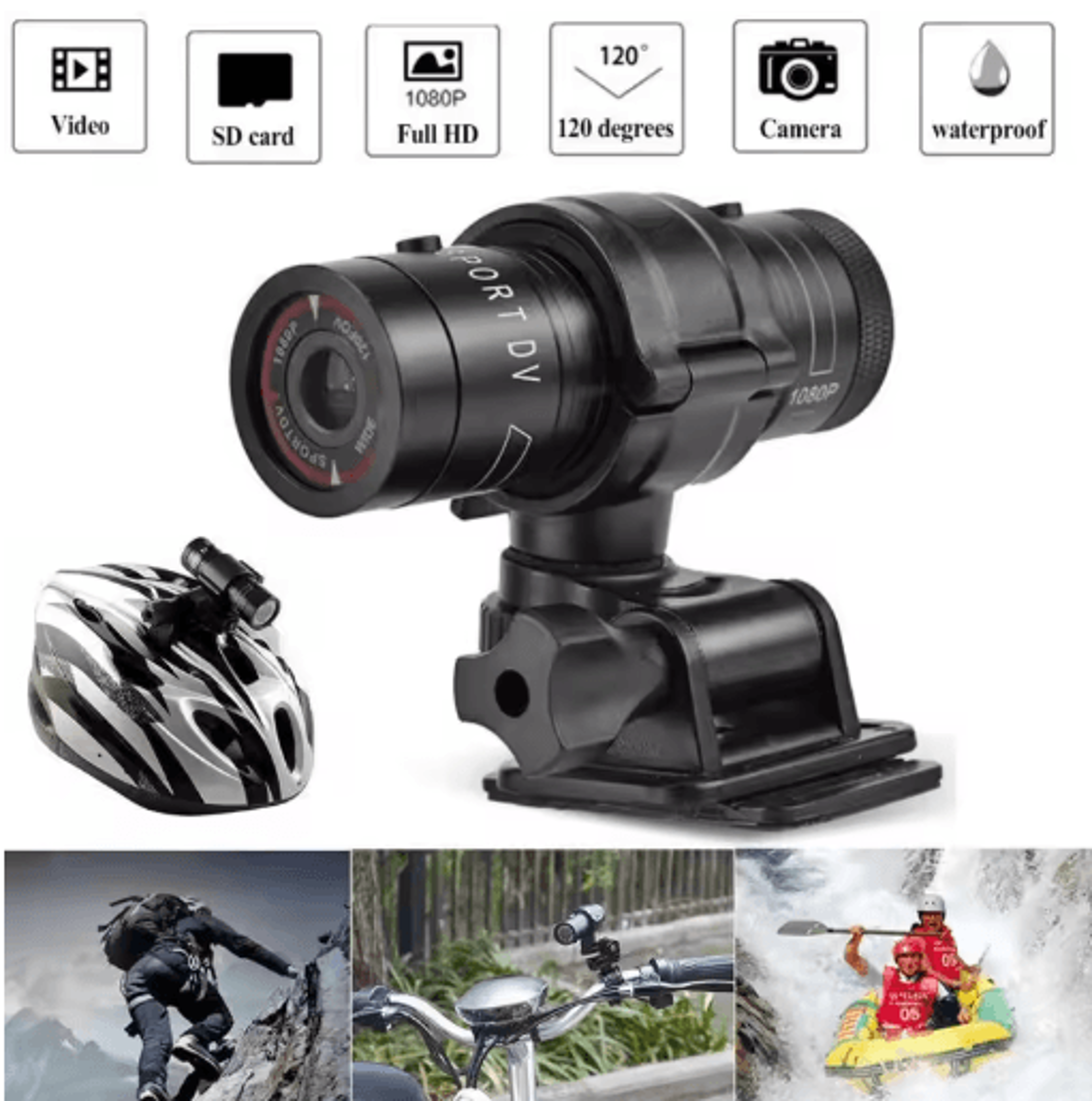 Mini 1080P Action Camera With Flashlight  Waterproof Helmet Cam For Bike  Motorcycle Recording 0