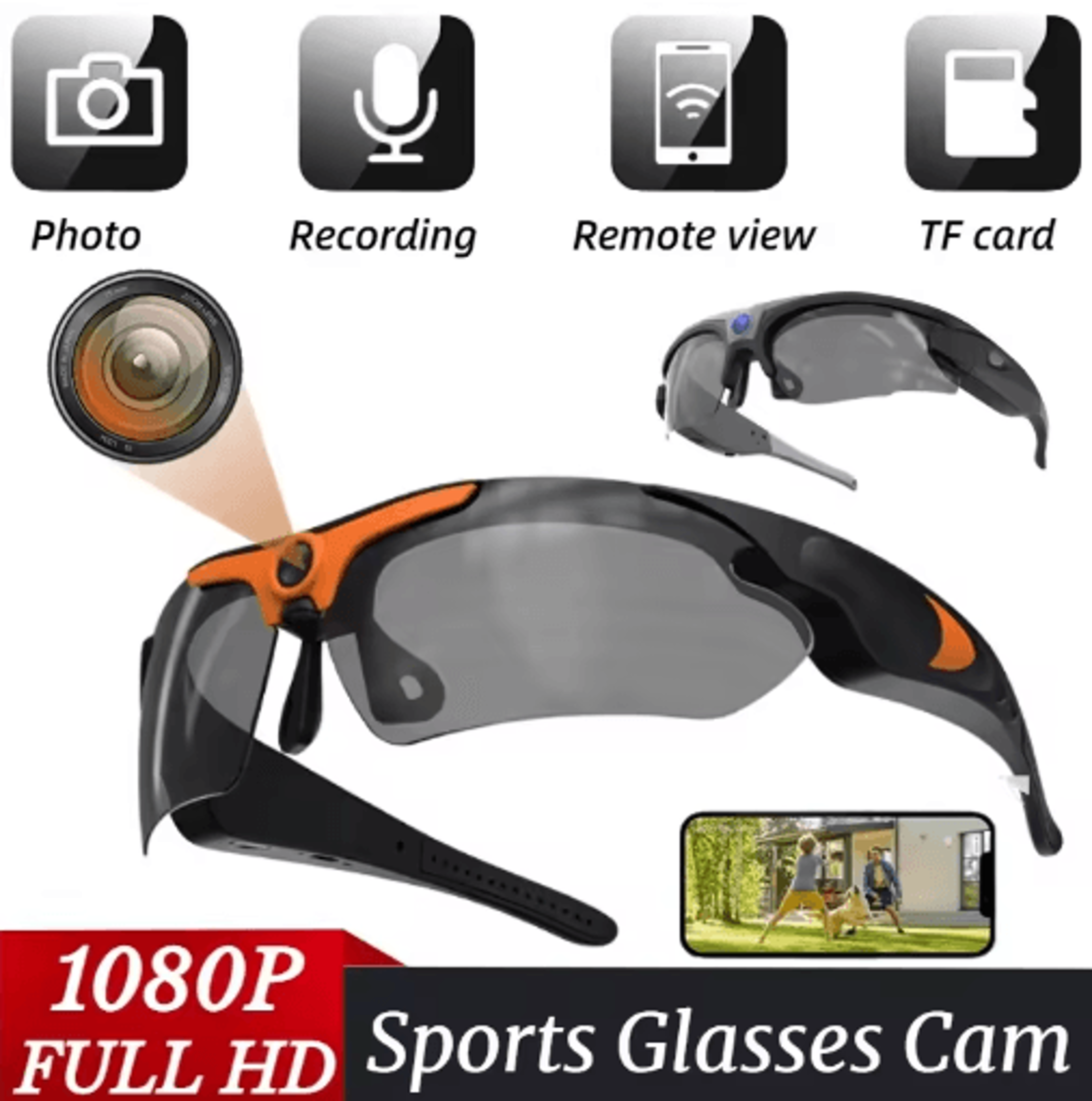 1080p hd camera sunglasses – wearable video recording glasses with polarized lens for outdoor & sports