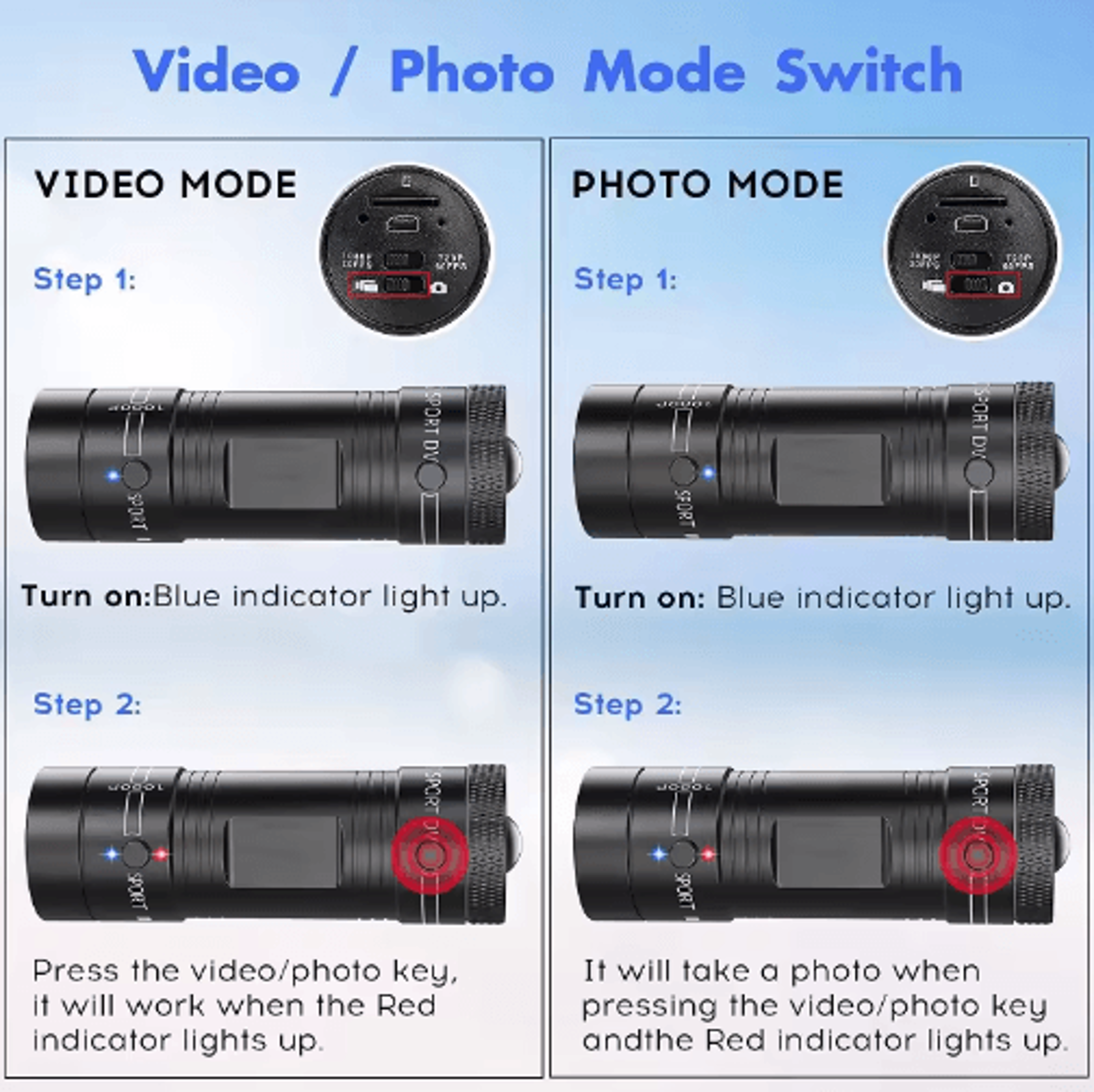 Mini 1080P Action Camera With Flashlight  Waterproof Helmet Camera For Bike  Motorcycle 3
