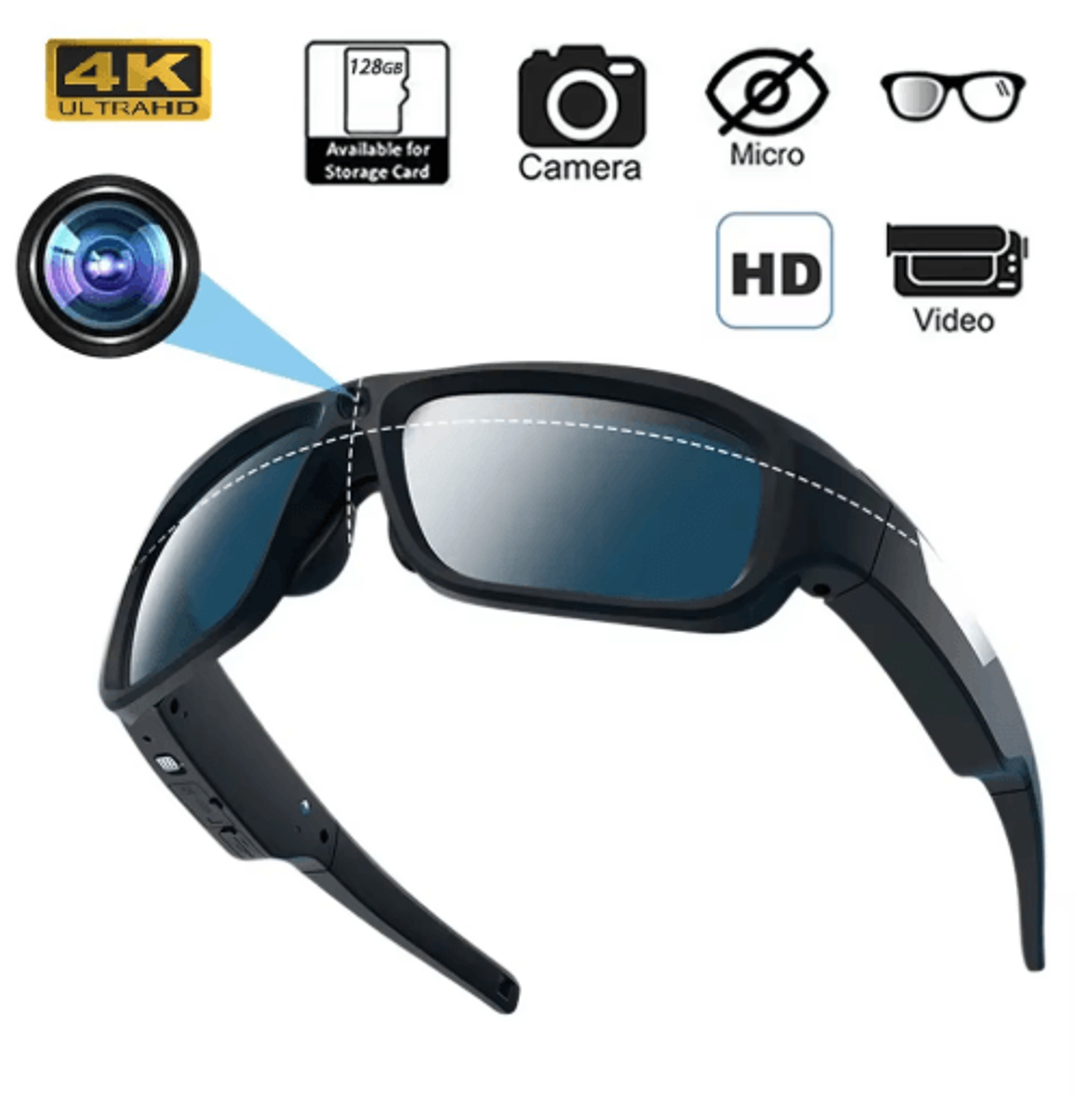 4k smart camera glasses – wearable hd video recording eyewear for driving & outdoor use
