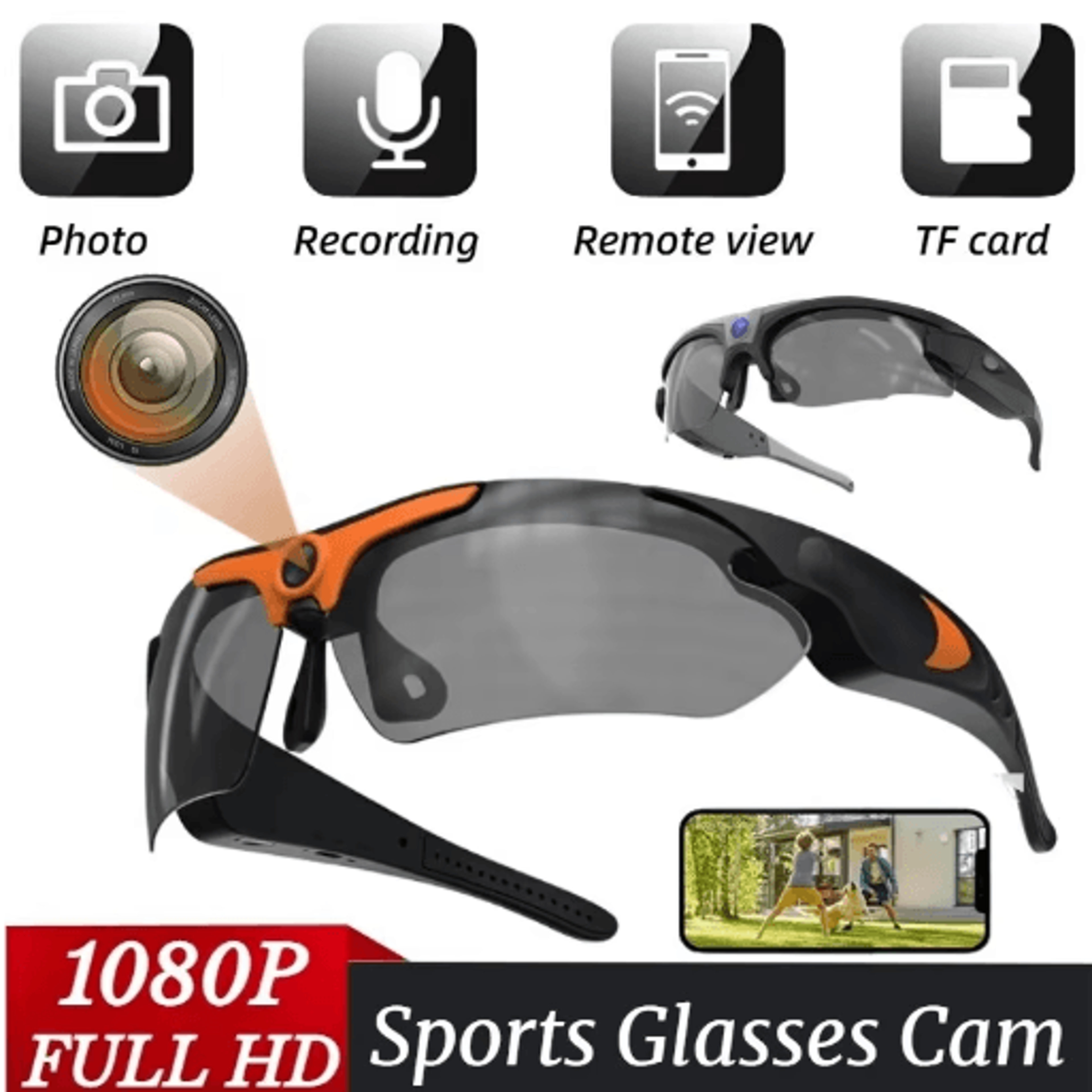 1080p smart camera sunglasses – wide-angle wearable video recording glasses for outdoor sports