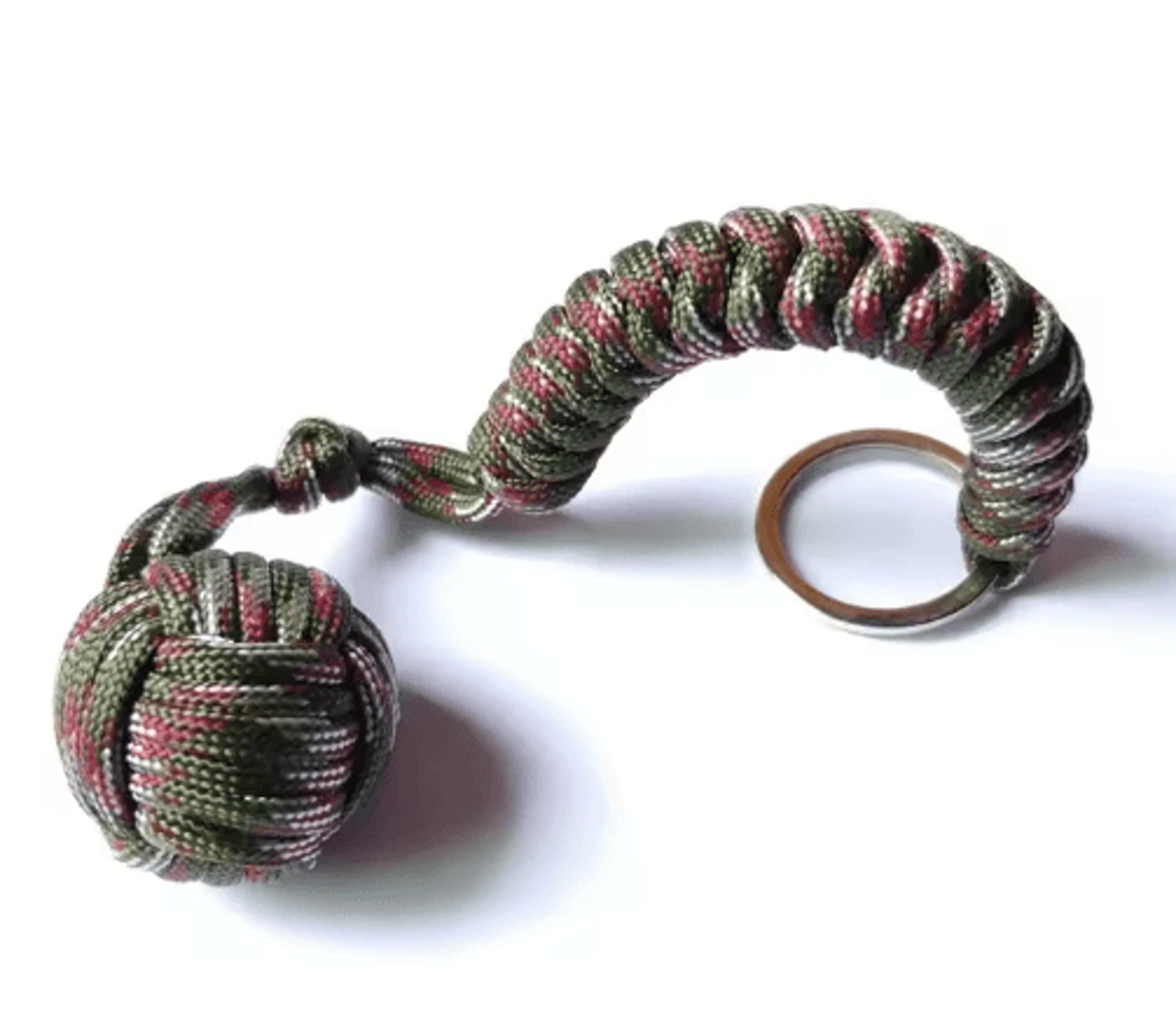 Outdoor Monkey Fist Steel Ball Survival Keychain With Lanyard 12
