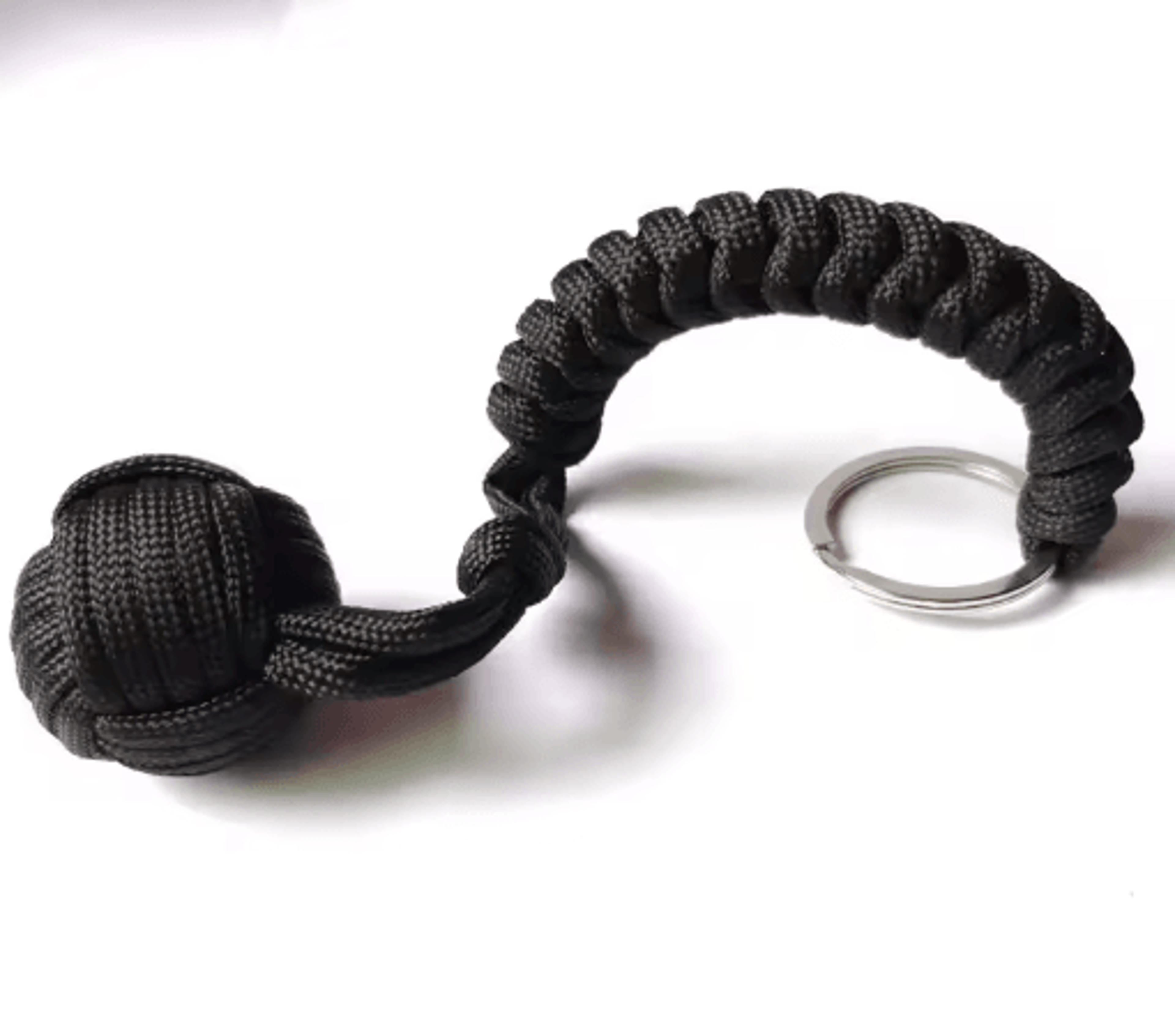 Outdoor Monkey Fist Steel Ball Survival Keychain With Lanyard 13