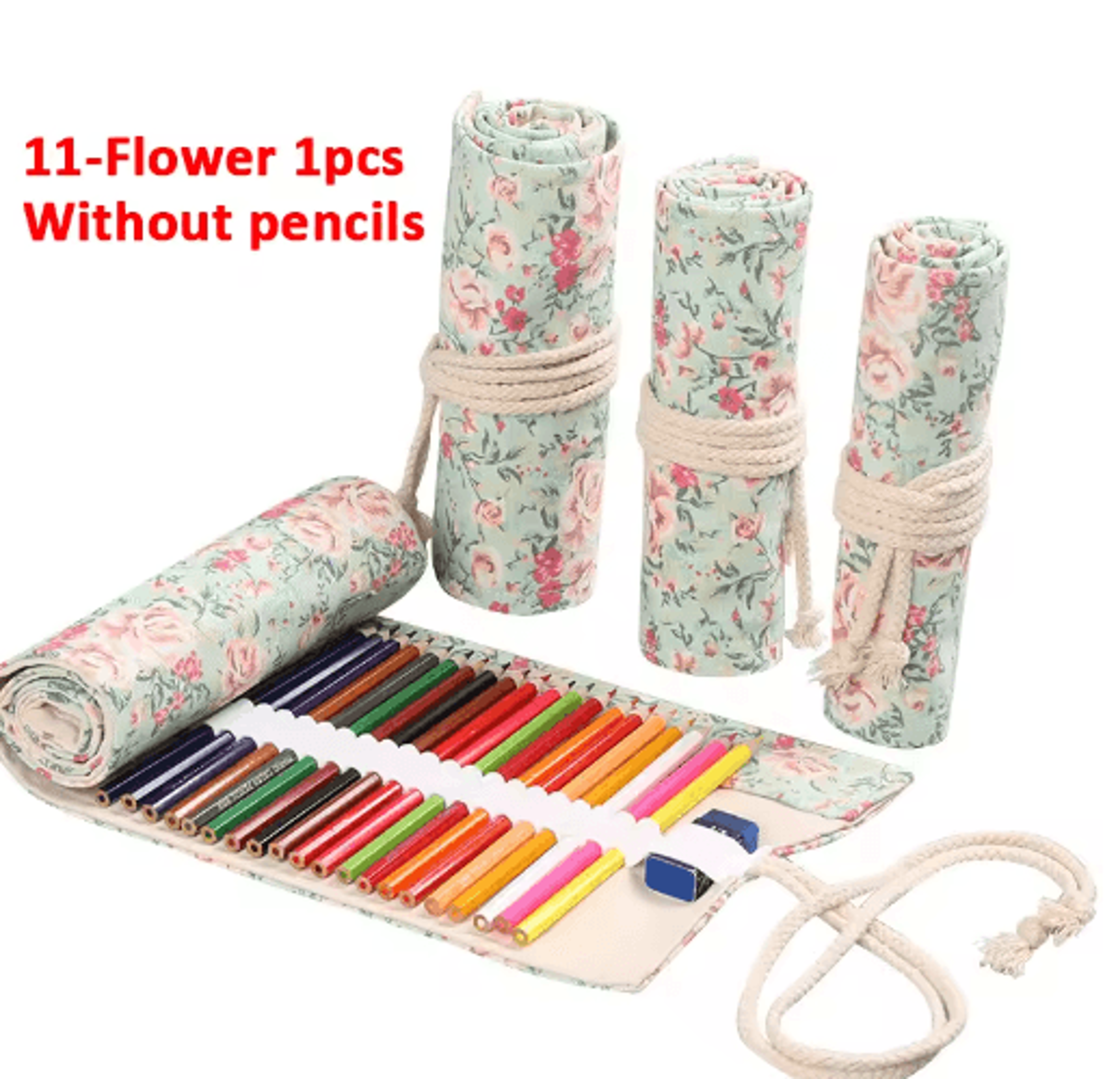 Canvas Roll Up Pencil Case For Pens Brushes  School Supplies 13