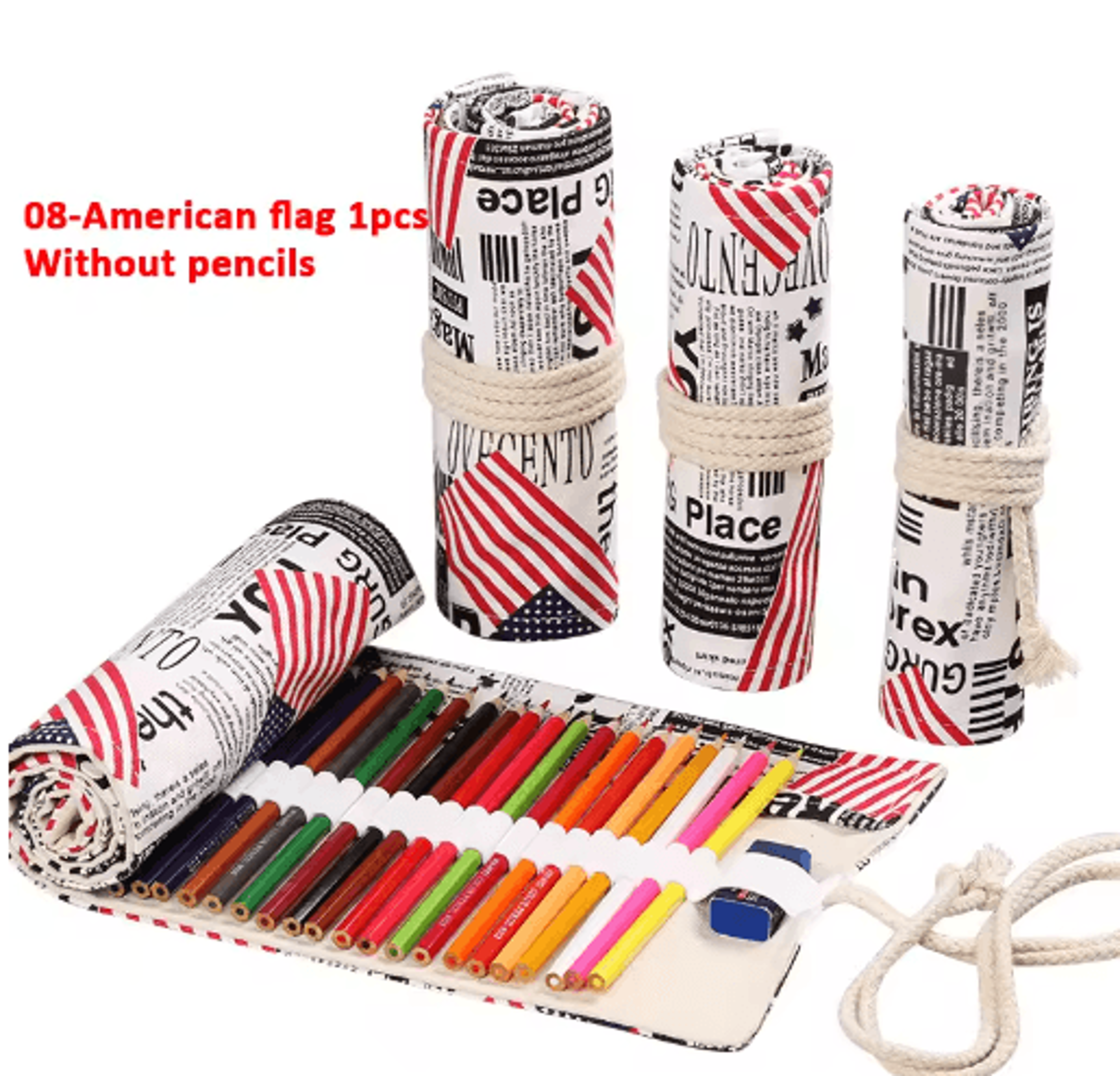 Canvas Roll Up Pencil Case For Pens Brushes  School Supplies 16