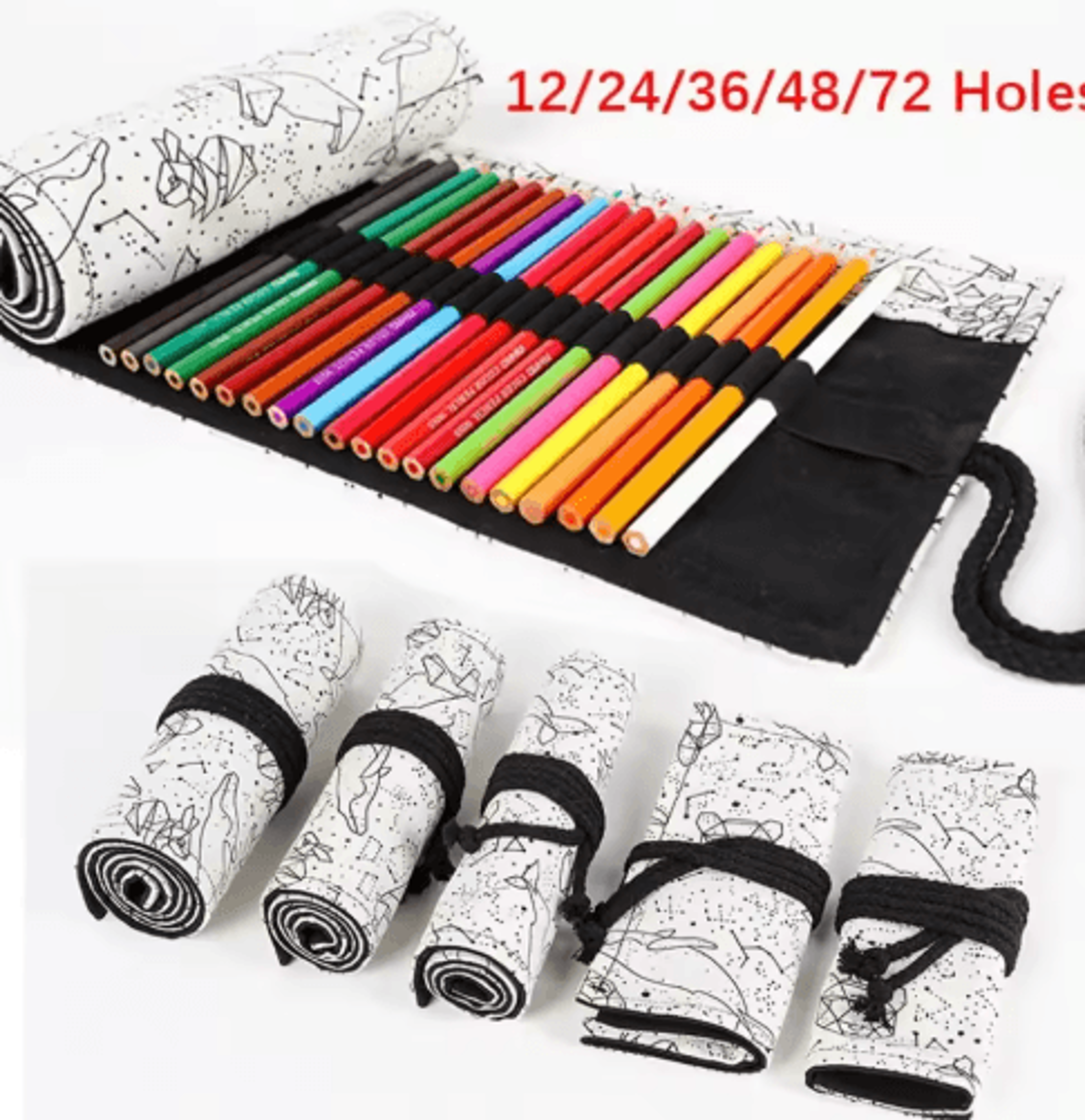 Canvas Roll Up Pencil Case For Pens Brushes  School Supplies 26