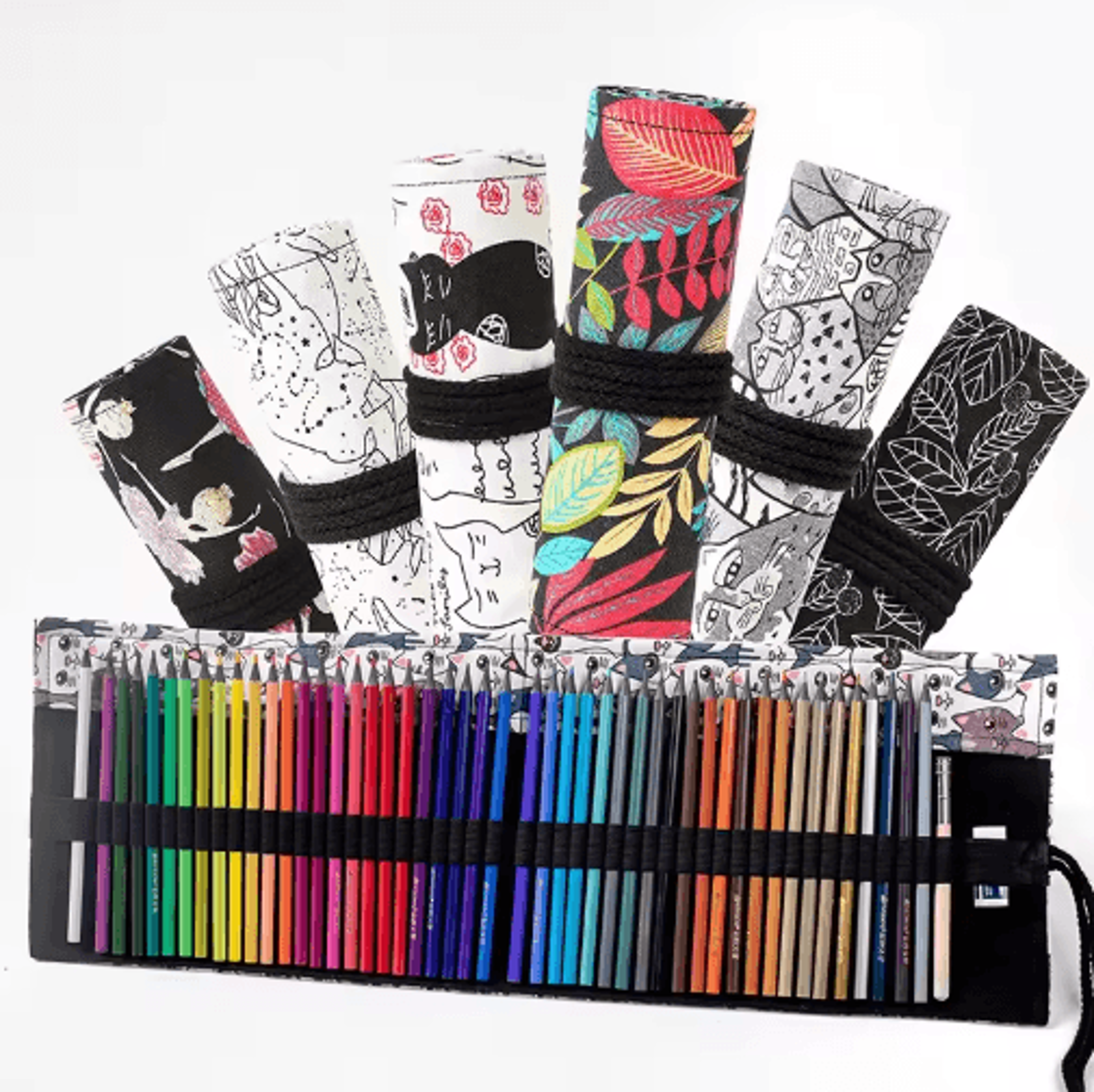 Canvas Roll Up Pencil Case For Pens Brushes  School Supplies 27