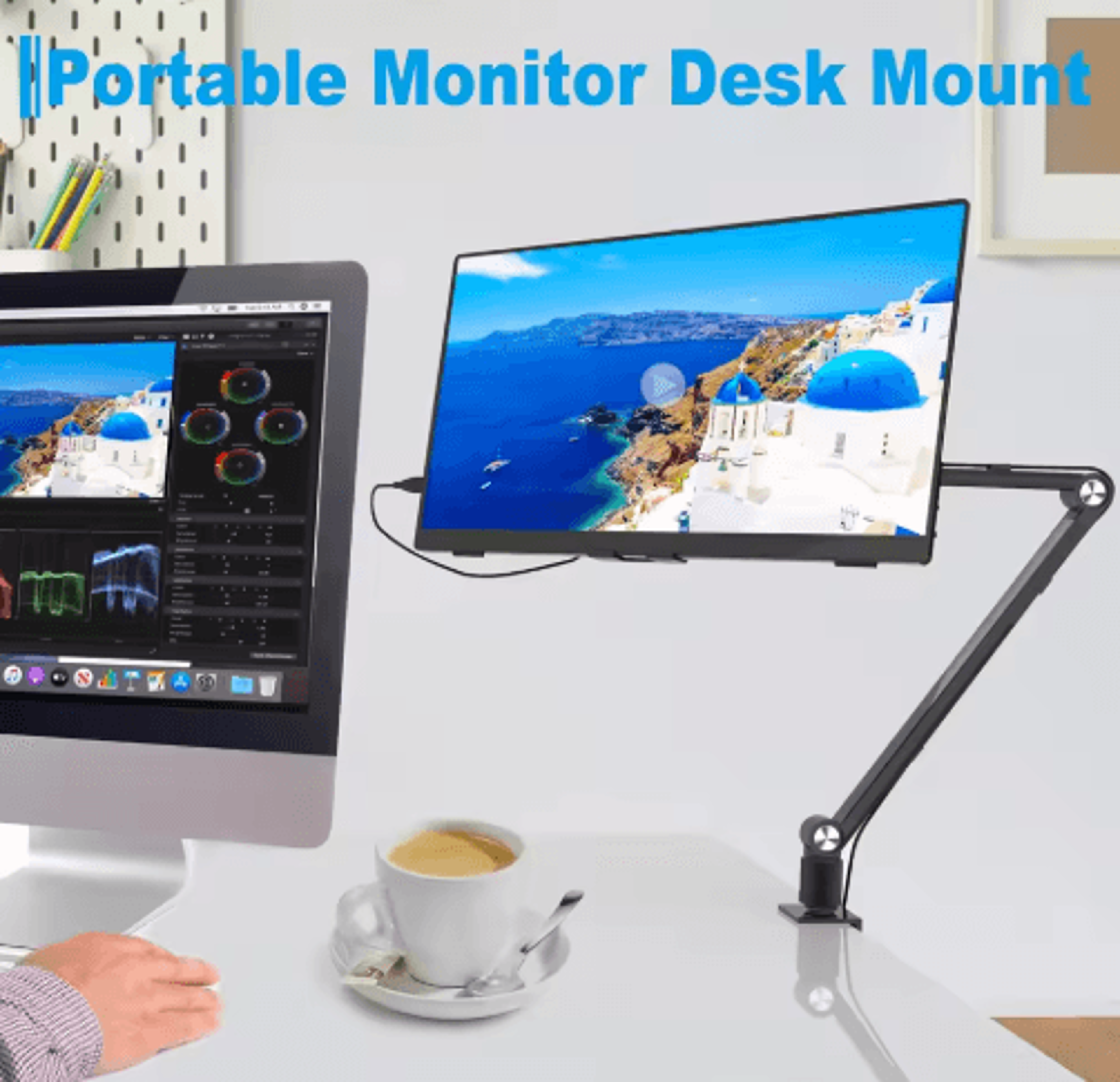 2025 aluminum tablet & portable monitor stand with rotating long arm