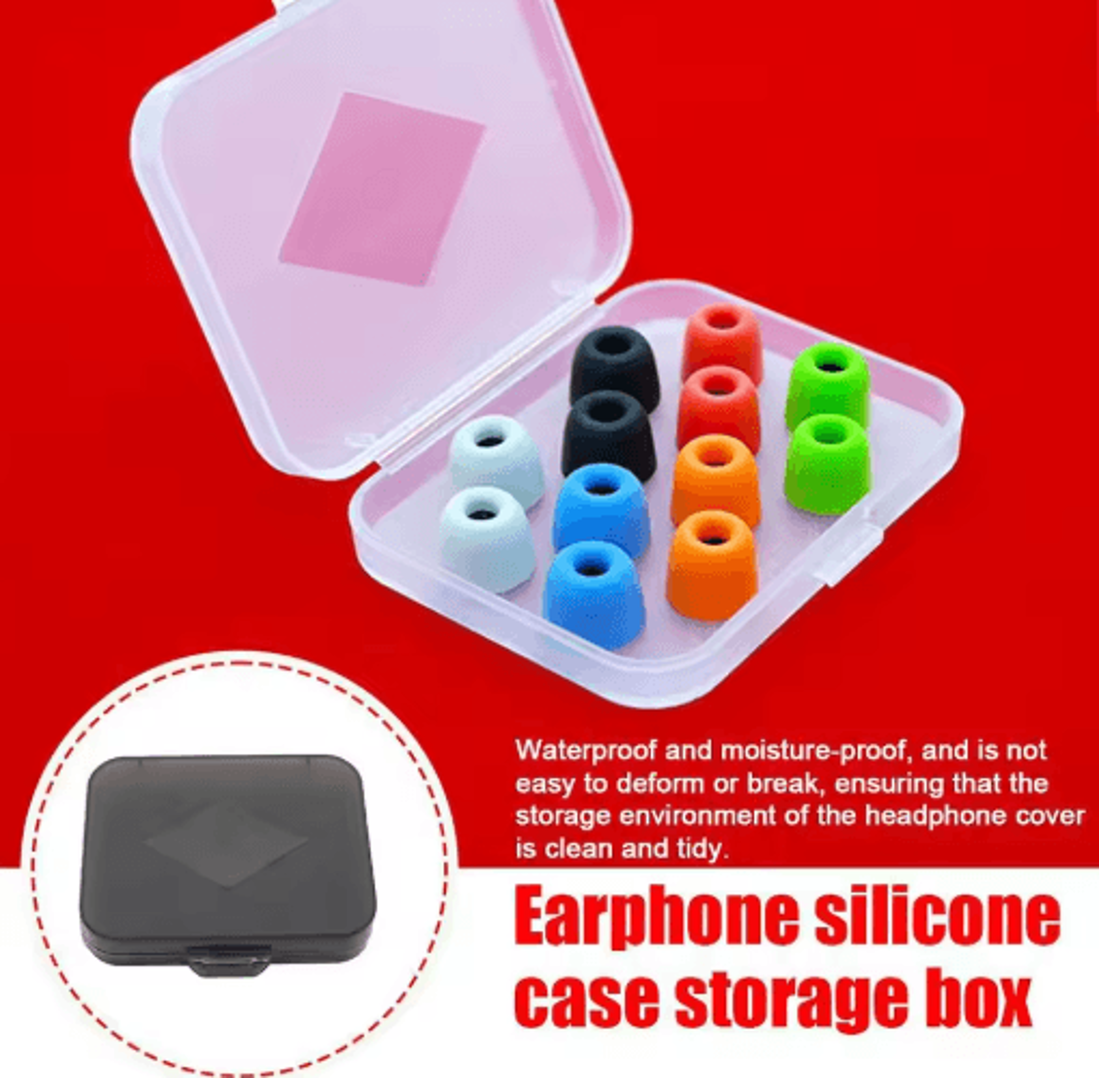 Portable Transparent Eartip Storage Box For Silicone  Memory Foam Tips 0