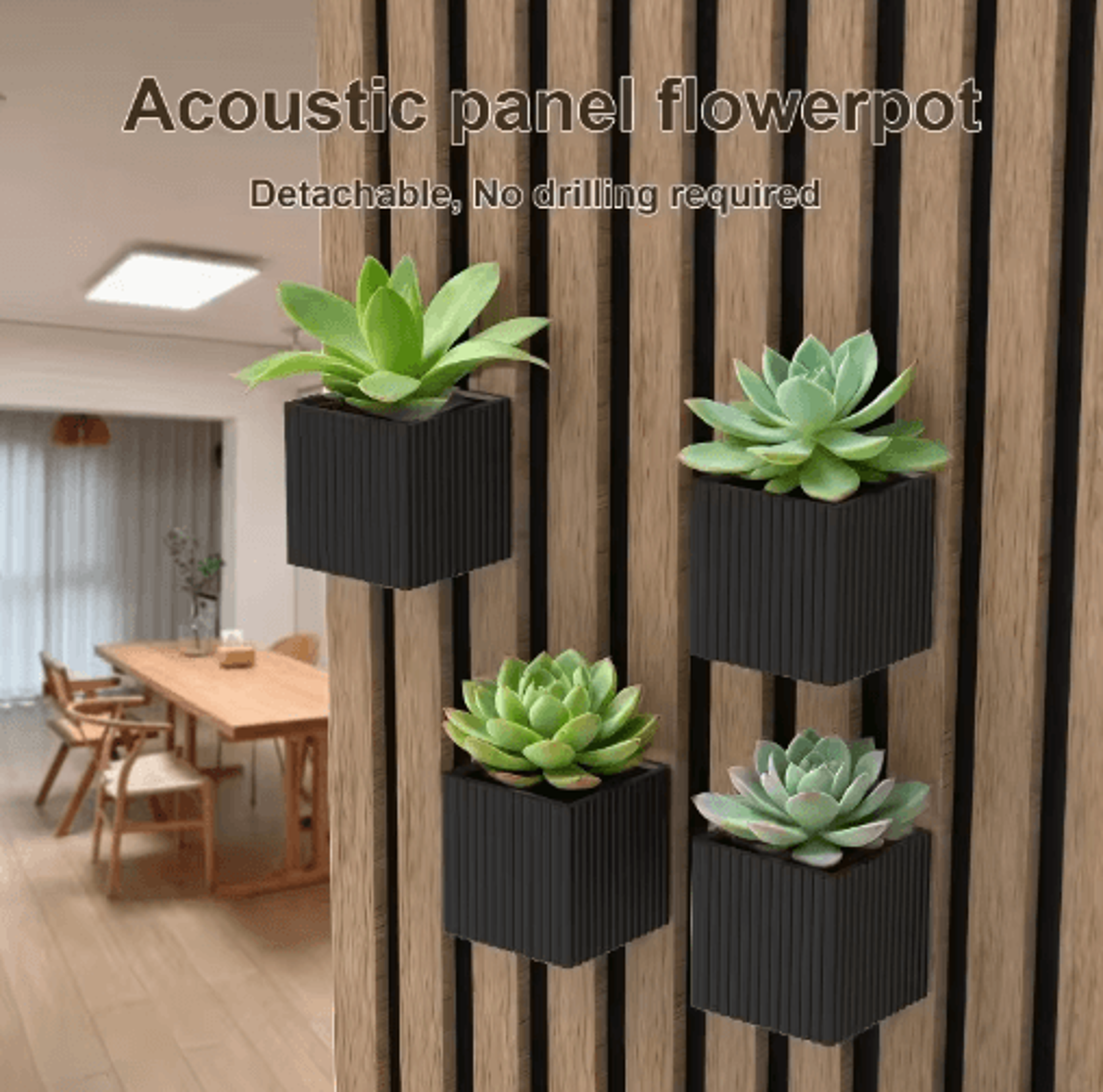 Square Acoustic Panel Shelf Rack For Plants  Stylish Storage 3