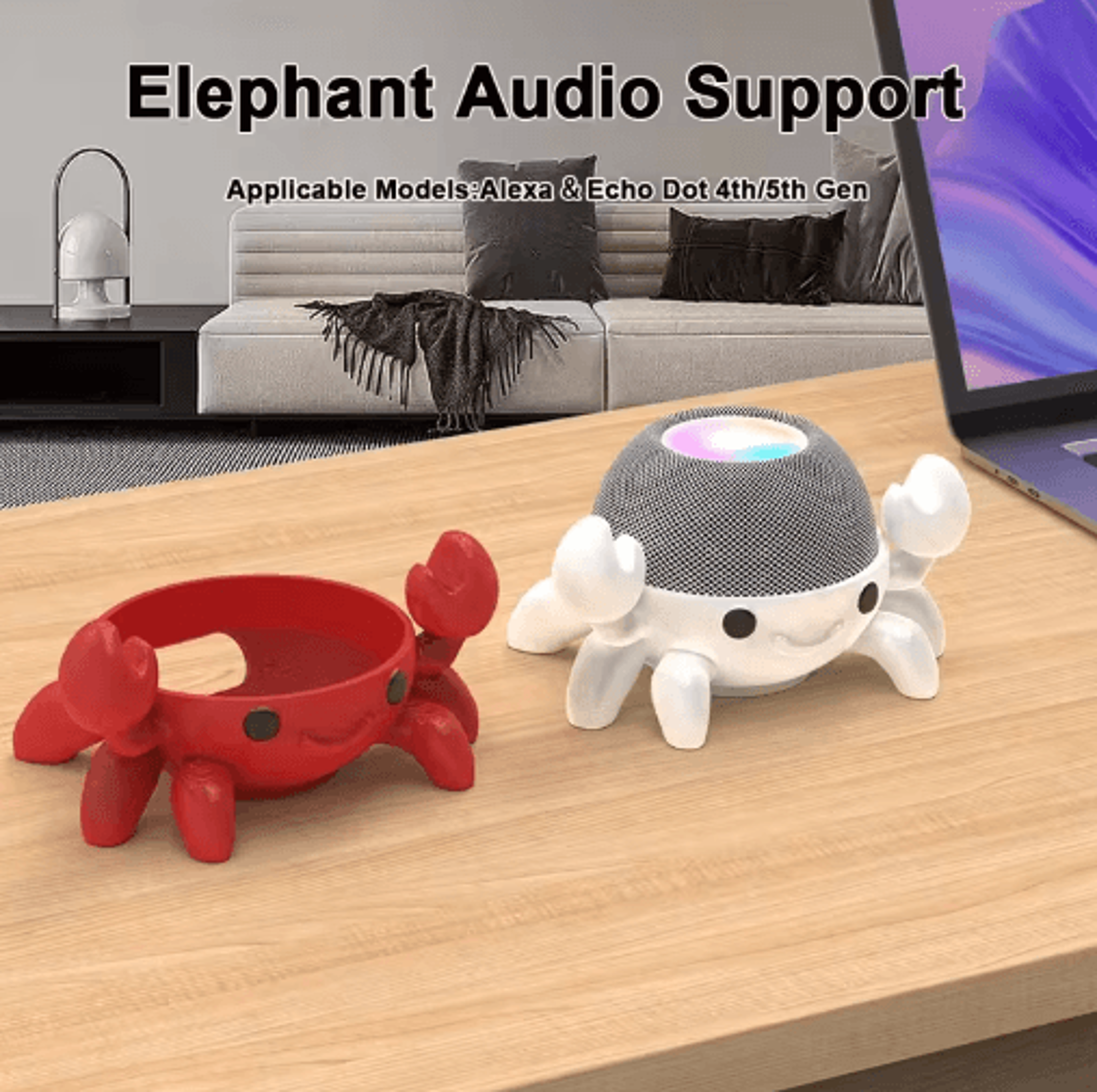 Cute CrabShaped Stand For Alexa Echo Dot 4  5 5