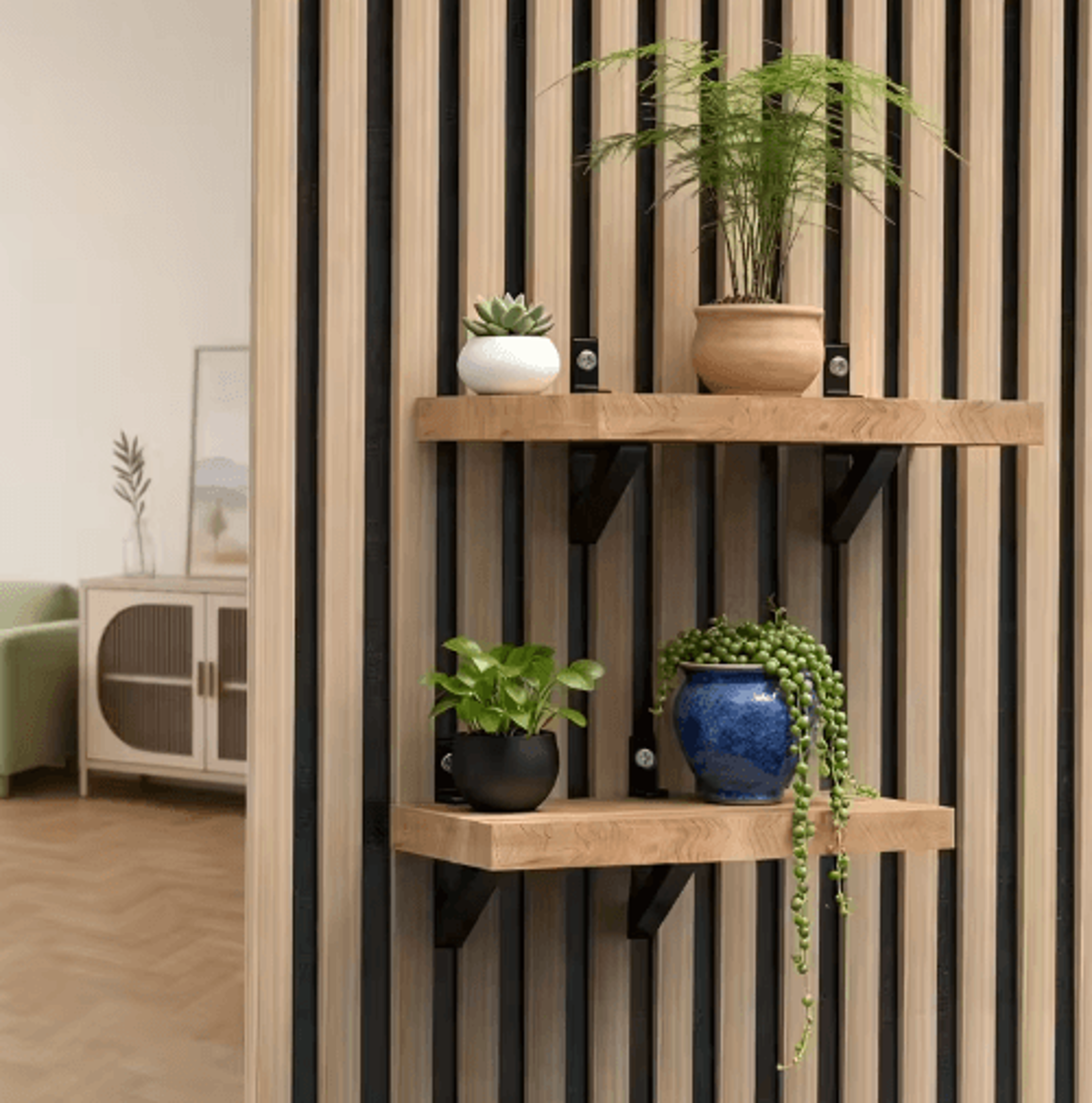 2PCS DrillFree Acoustic Panel Brackets For Shelves  Plant Display 4