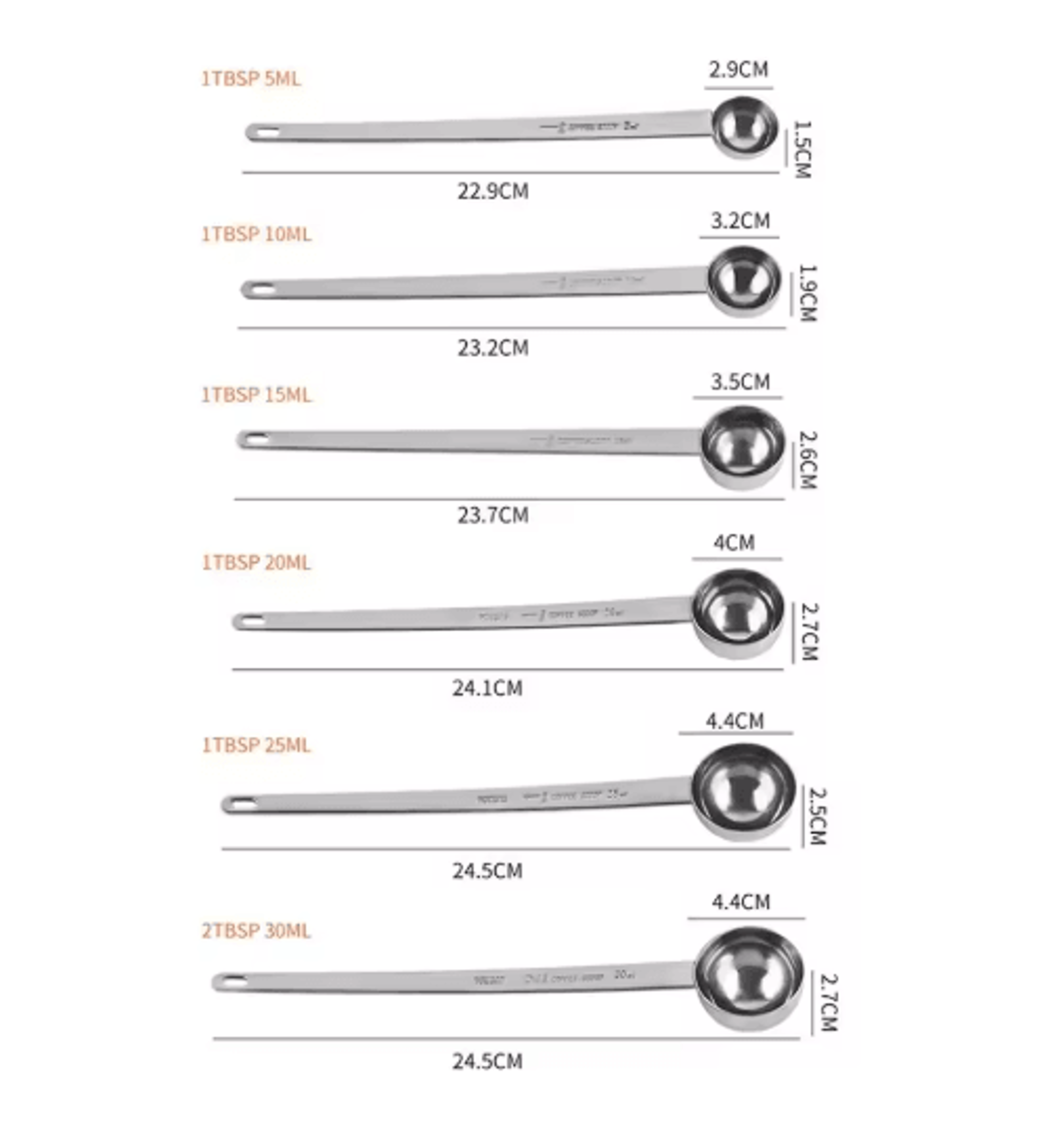 Stainless Steel Measuring Spoon Set With Long Handle For Coffee  Bakin 7