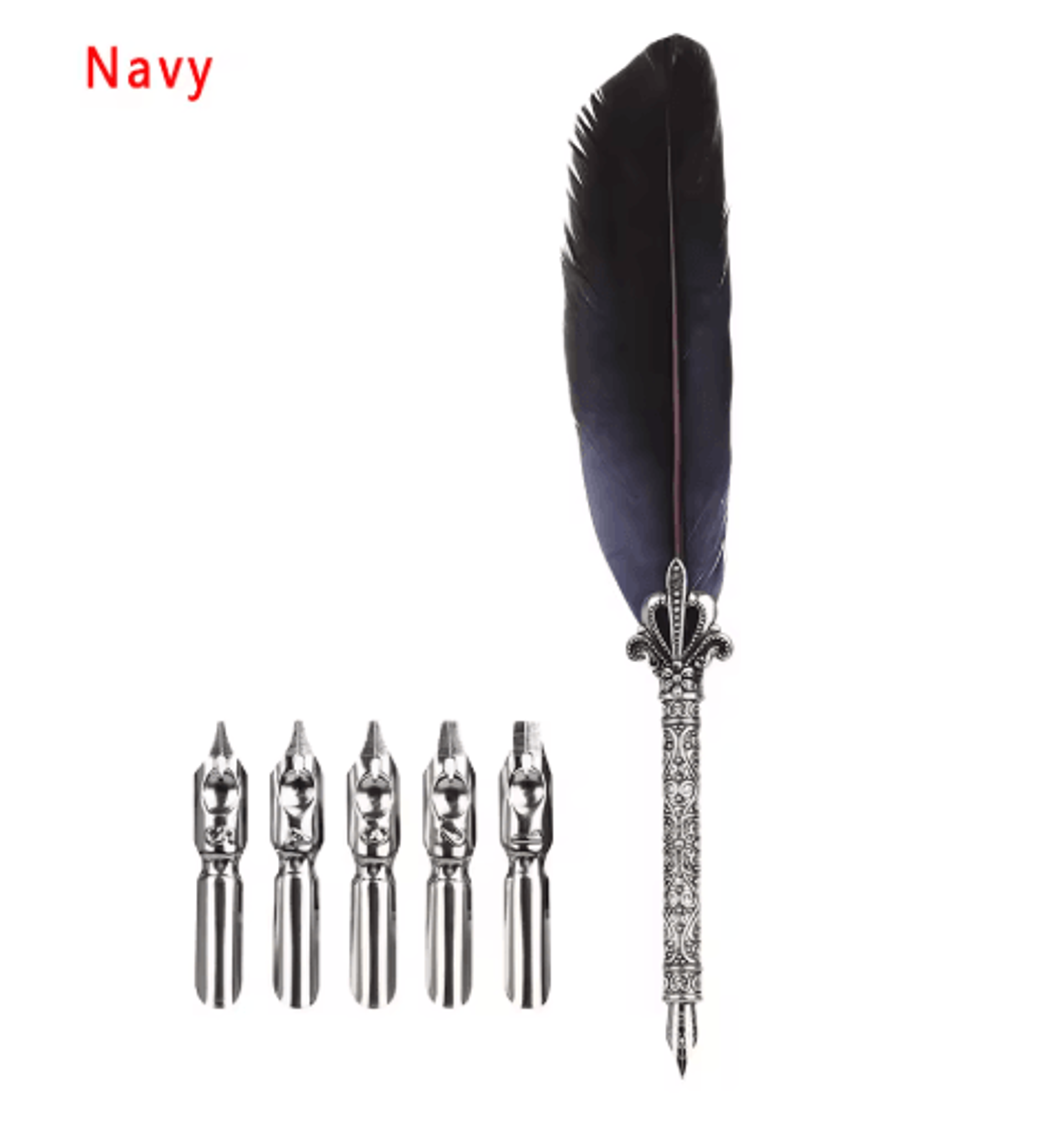Luxury Vintage Feather Quill Pen Set With Gift Box  5 Nibs 1