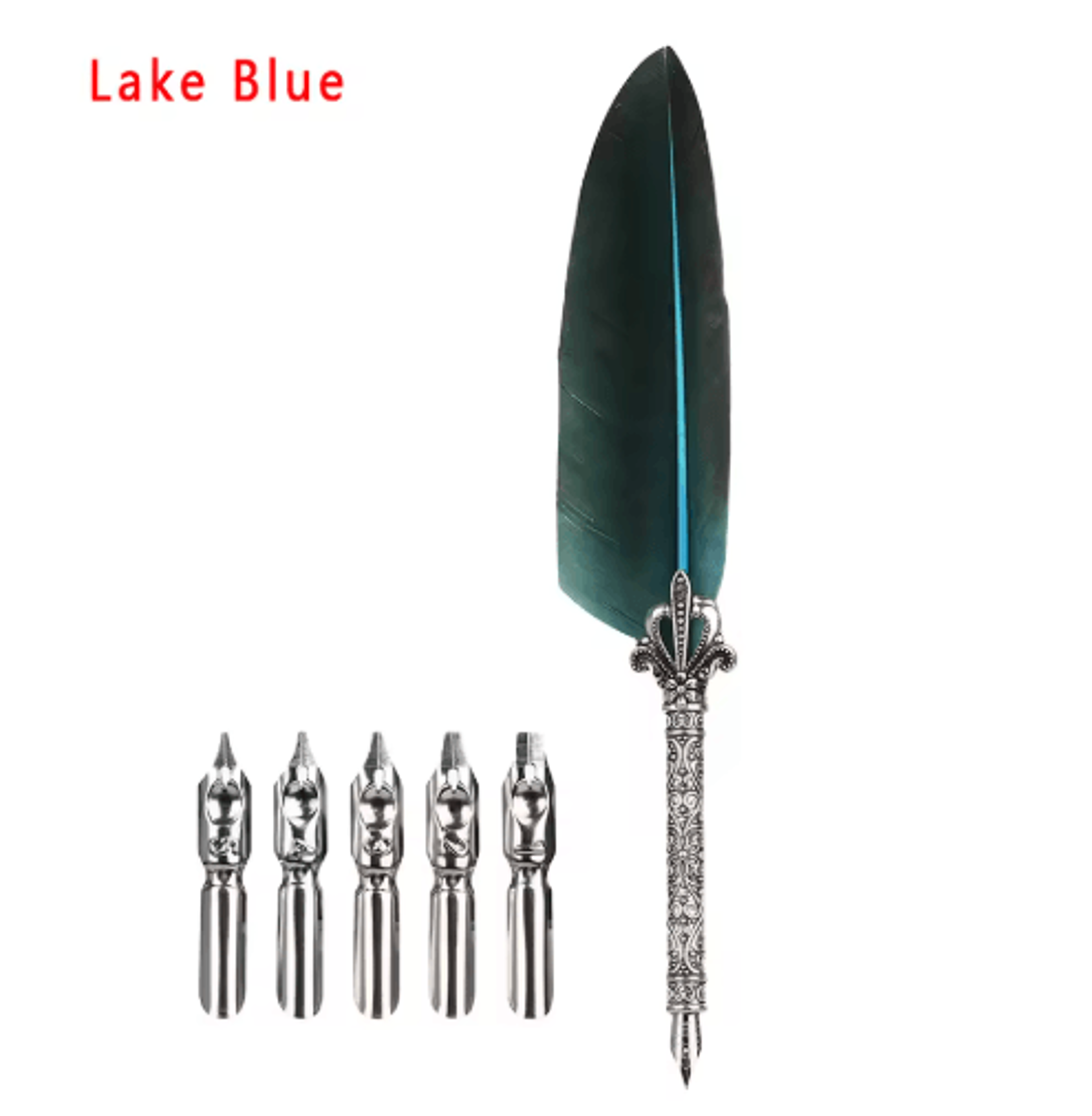Luxury Vintage Feather Quill Pen Set With Gift Box  5 Nibs 5