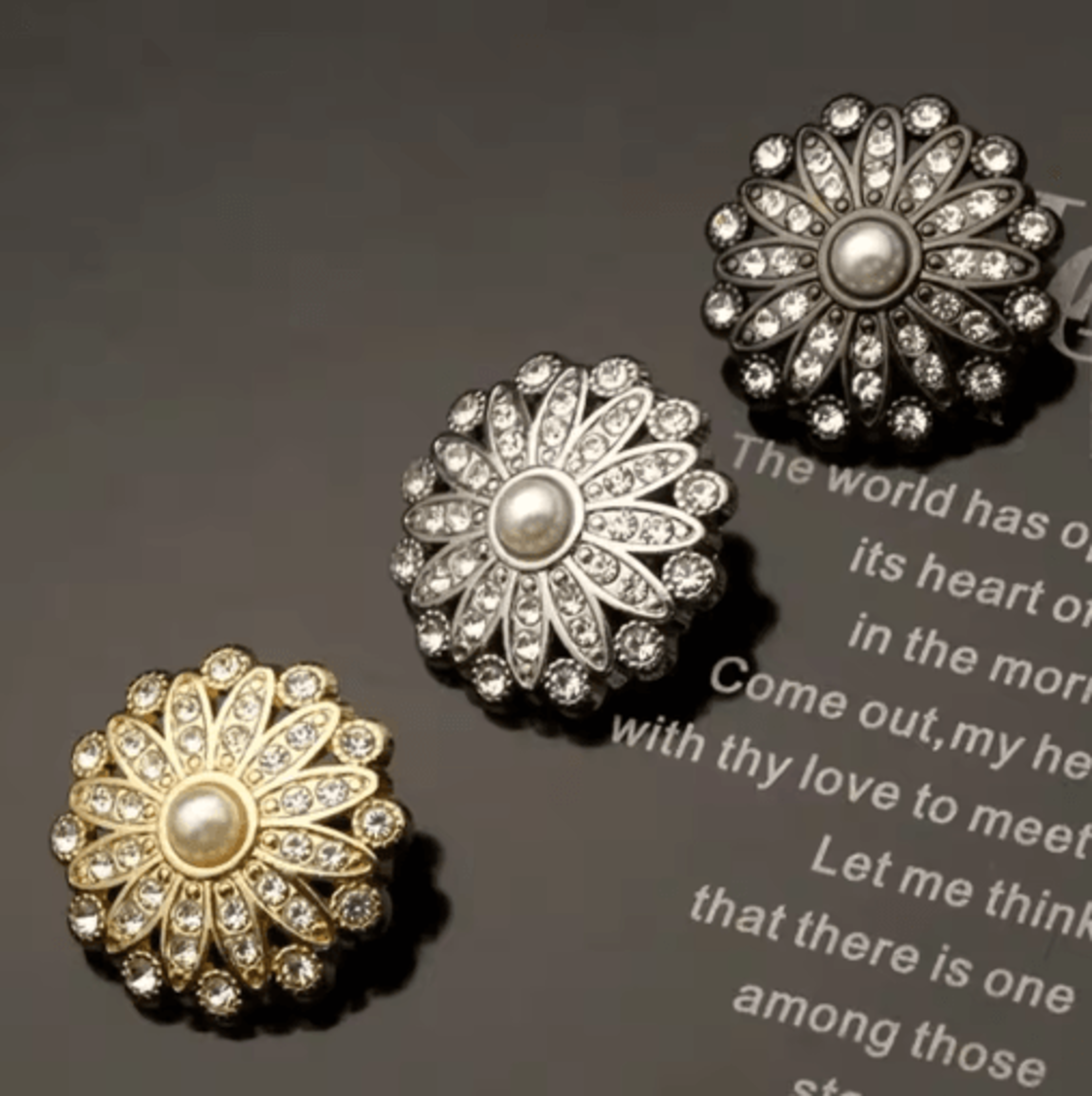 retro pearl & rhinestone sewing buttons for diy clothing design