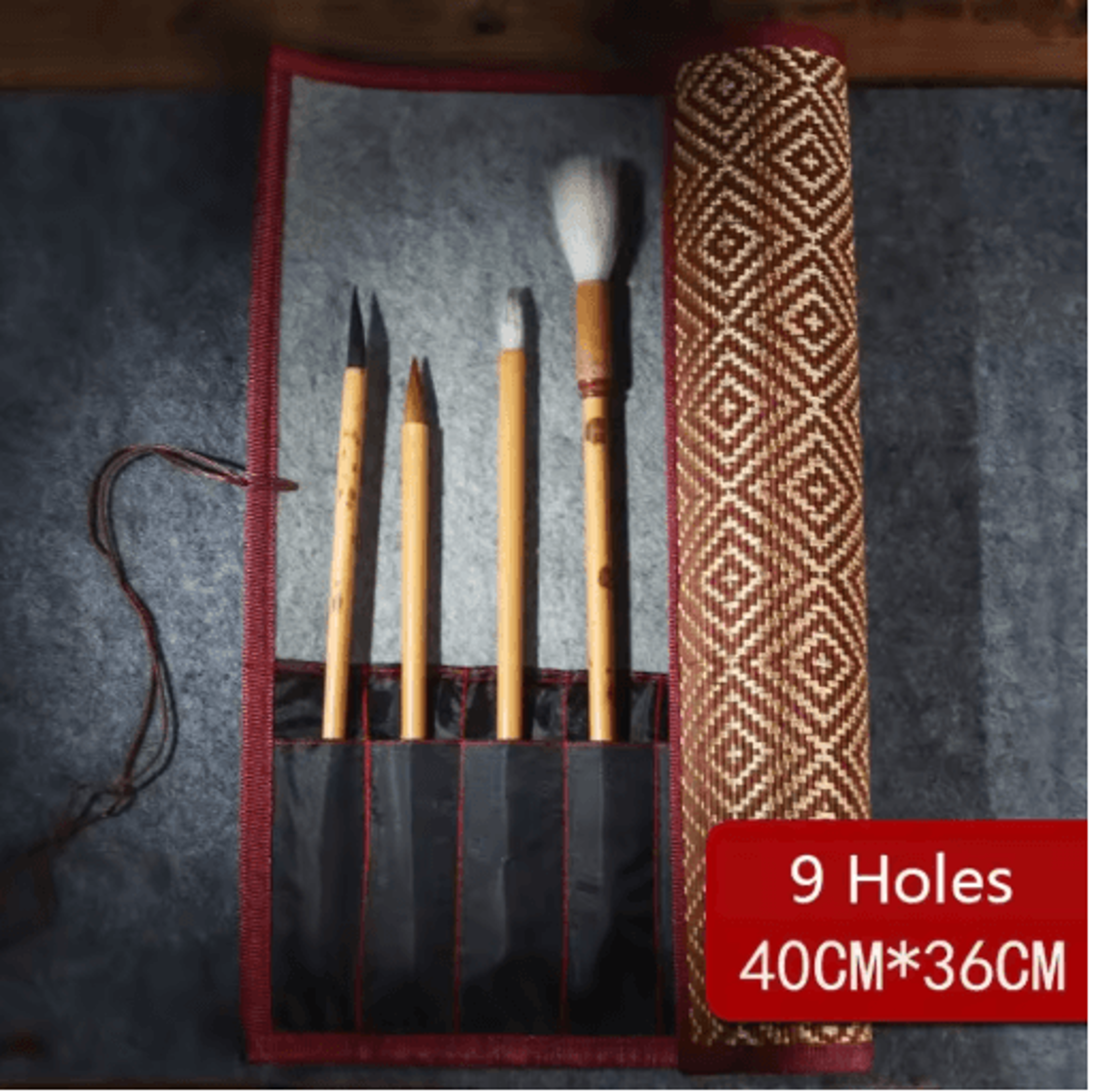 Bamboo RollUp Brush Holder For Calligraphy  Art Supplies 1