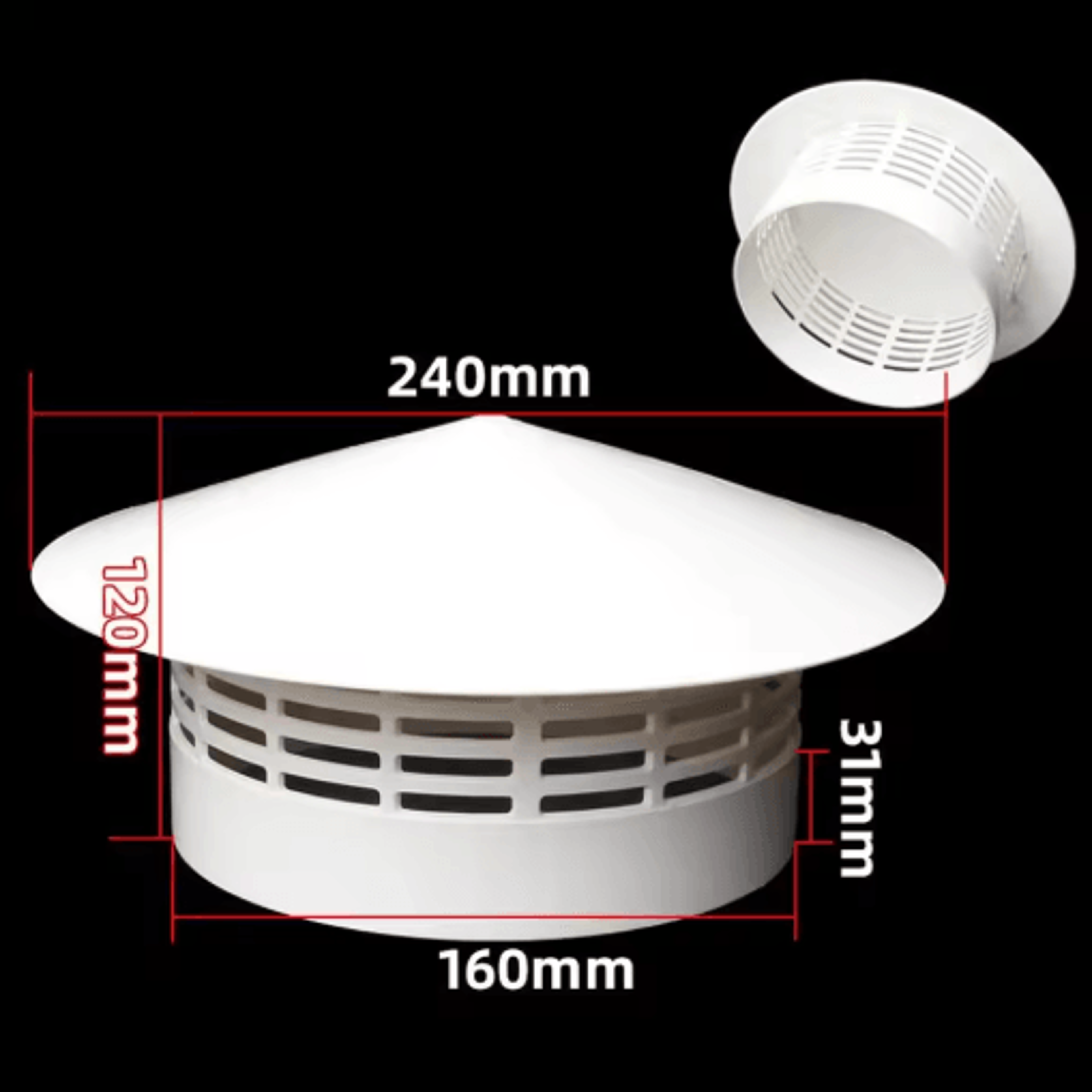 PVC Roof Vent Cap For Round Duct Ventilation  Exhaust Systems 2