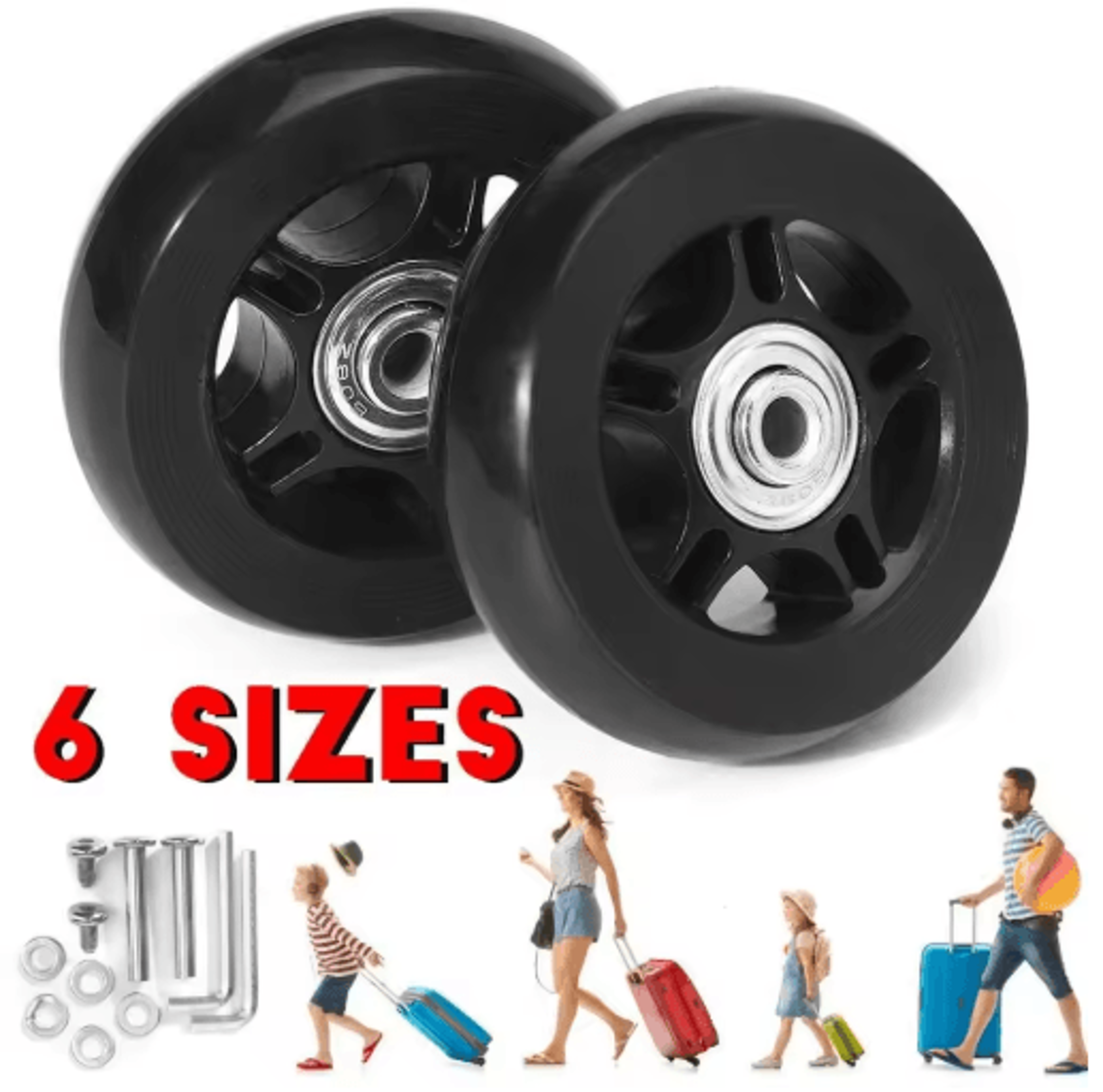 silent replacement luggage wheels repair kit with axles & screws