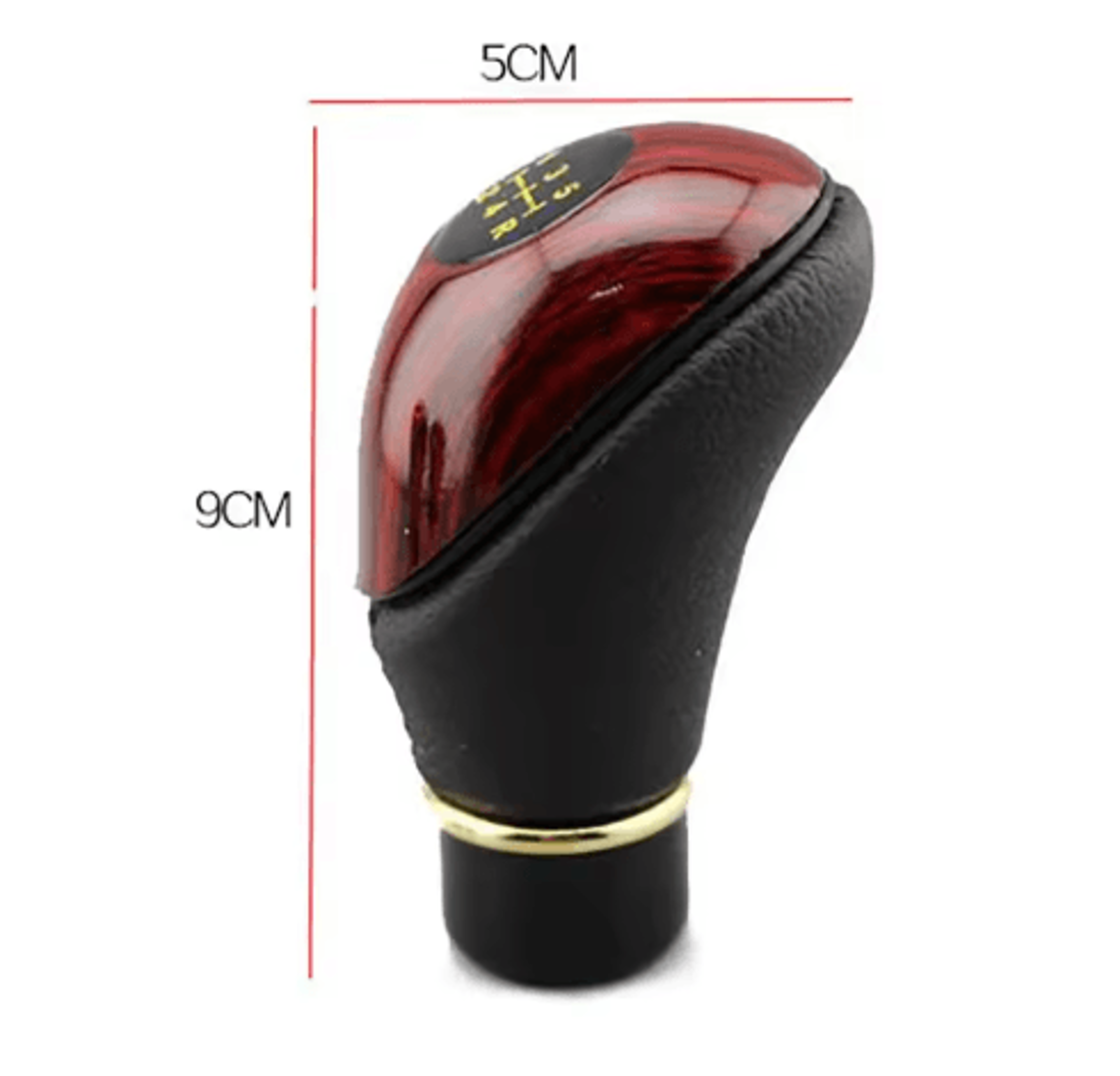 Universal Wooden  PU Leather 5Speed Manual Gear Shift Knob 4