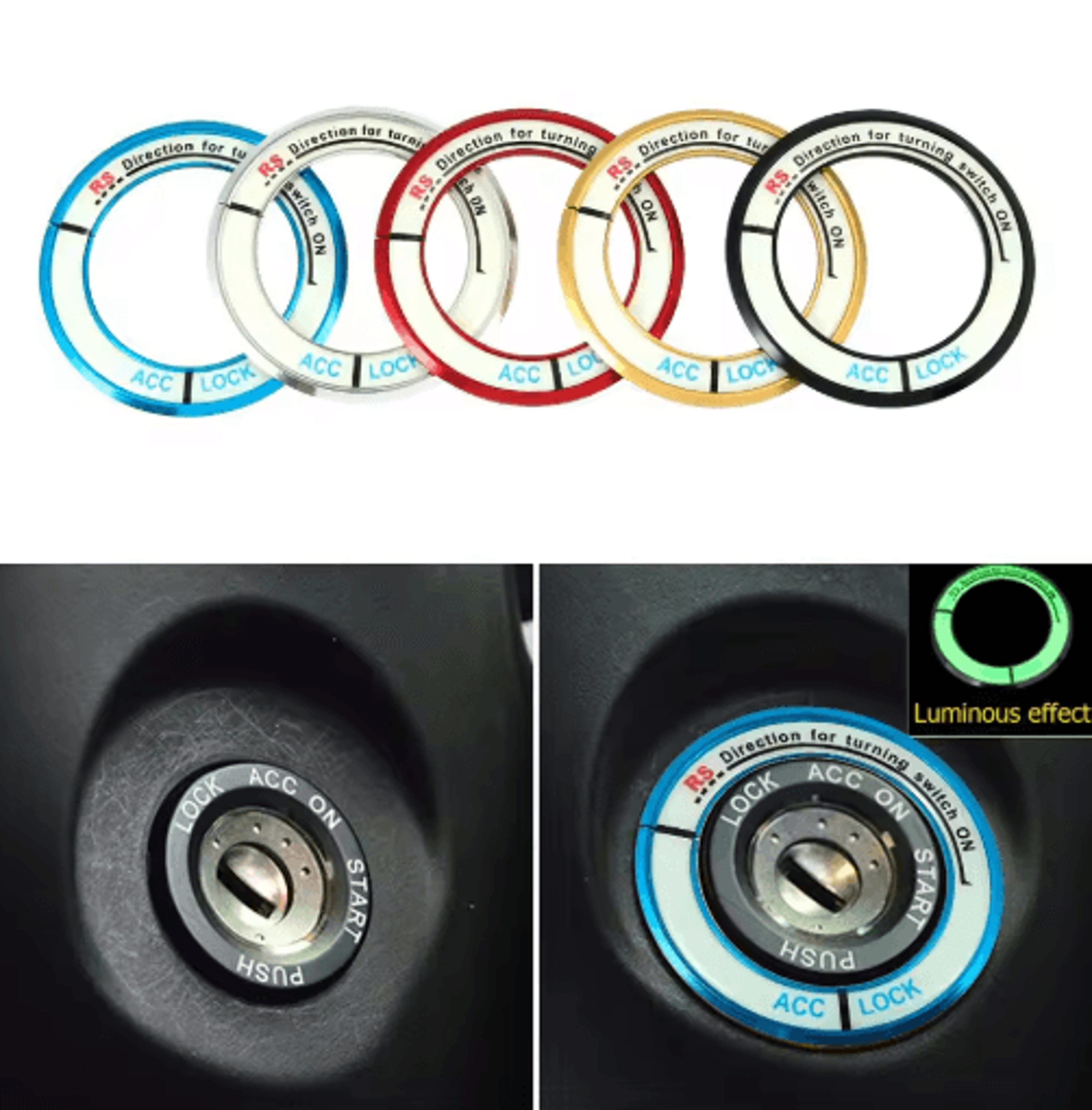 luminous alloy car ignition switch cover for toyota corolla levin