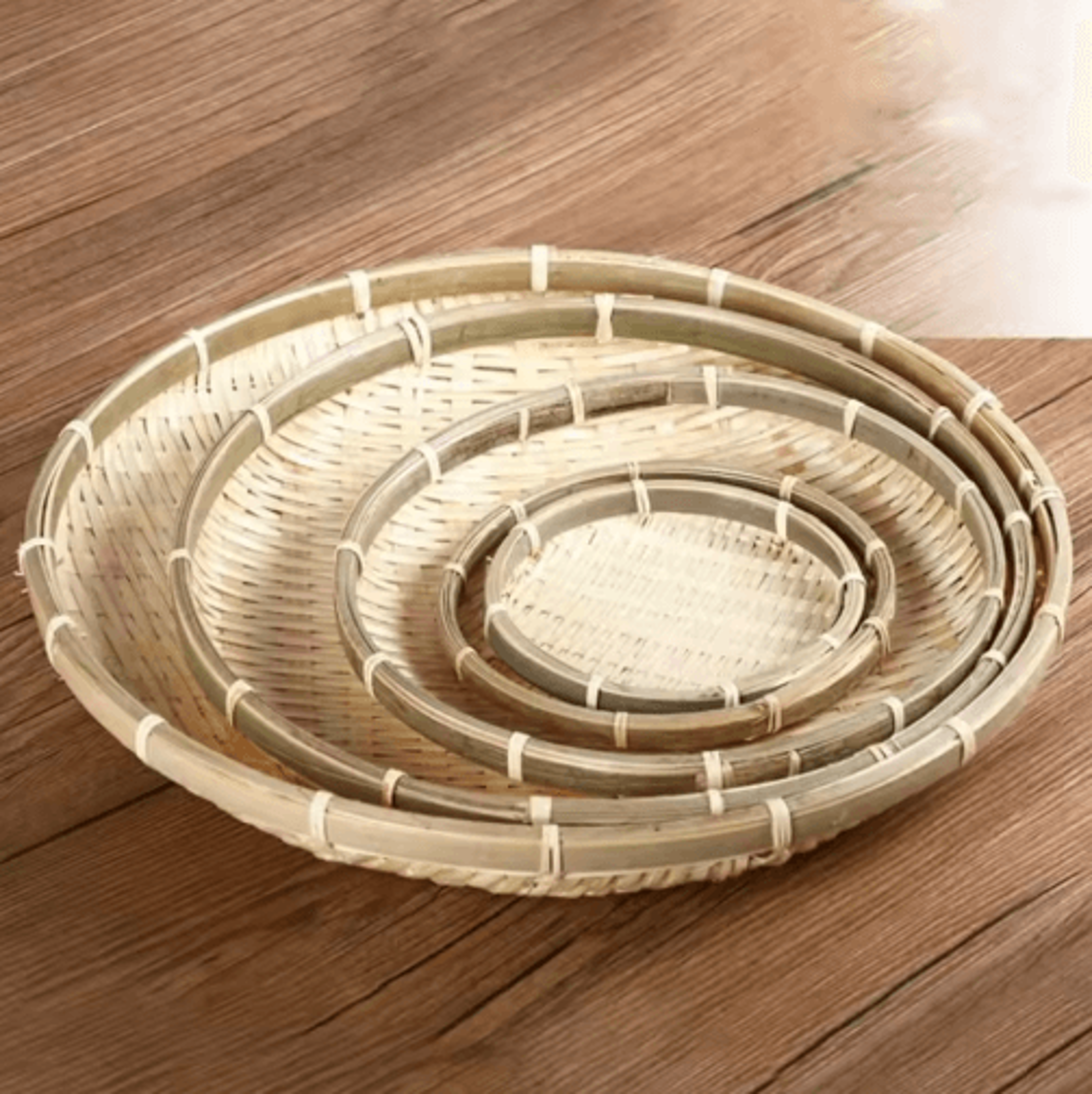 Handmade Woven Bamboo Bread Basket Tray For Kitchen  Table Serving 0