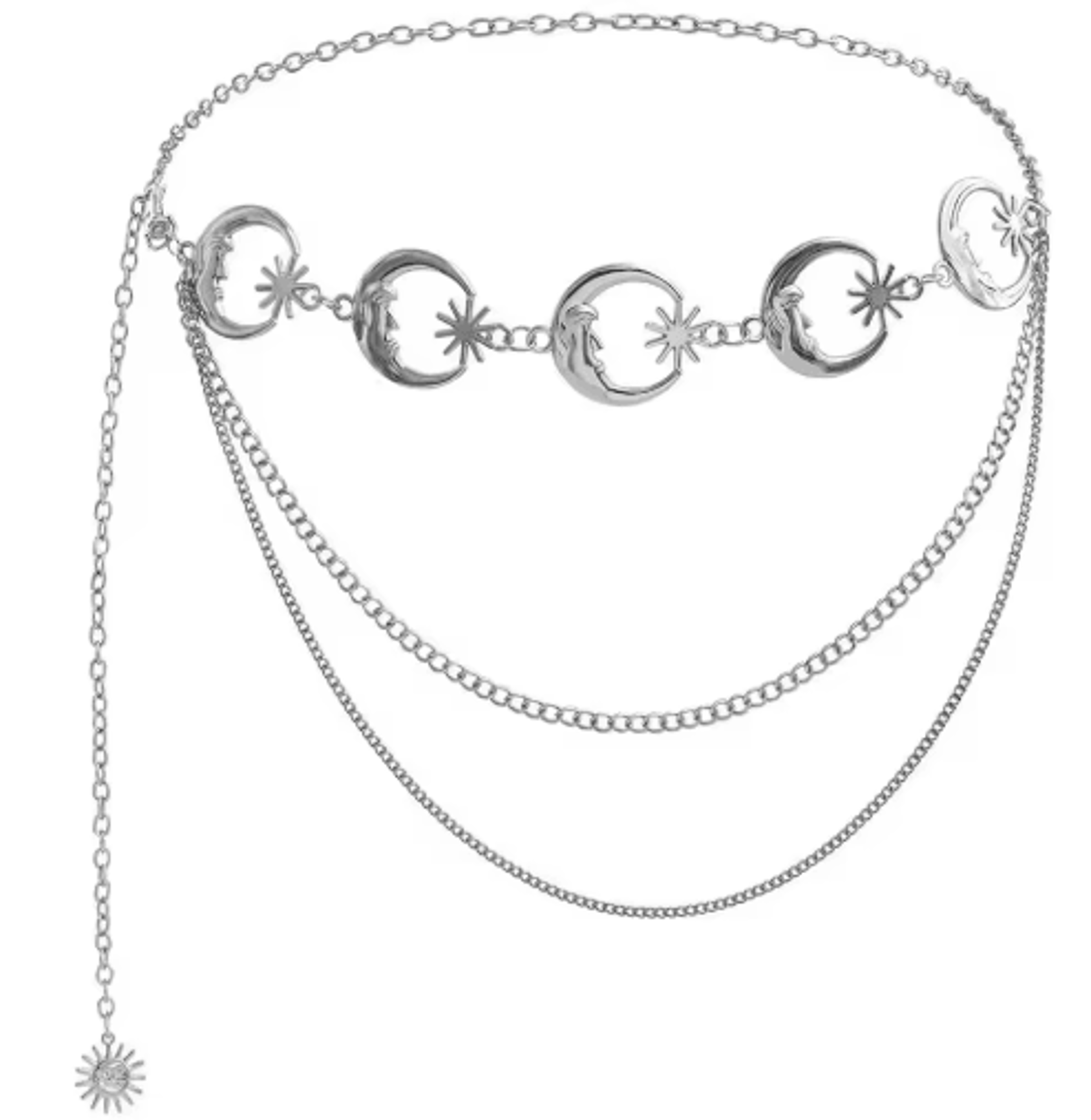 Vintage Moon Layered Waist Chain Belt For Womens Dresses  Streetwear 1