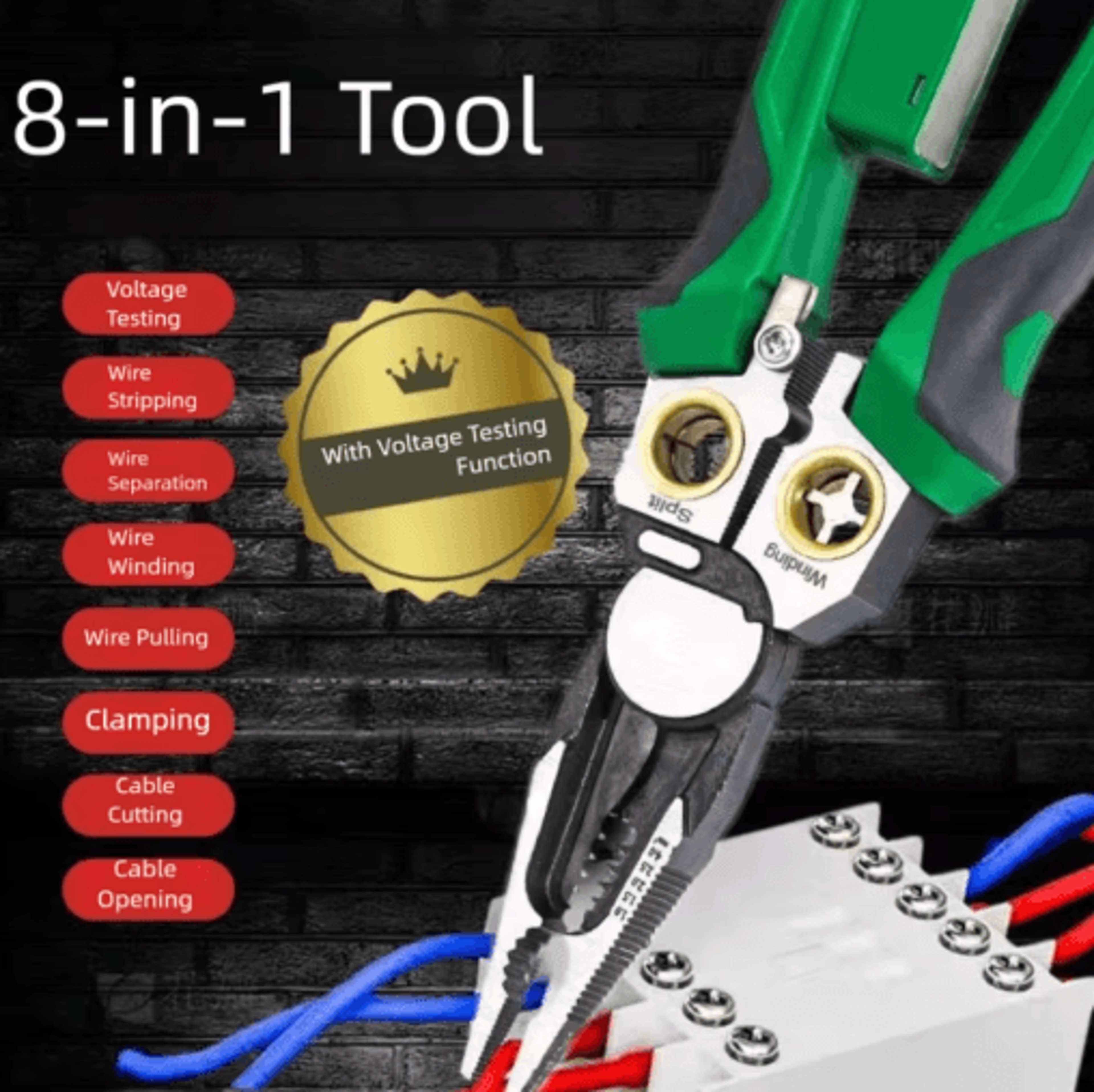 8 In 1 Wire Stripper  Voltage Tester Pliers For Electrical Repairs 0