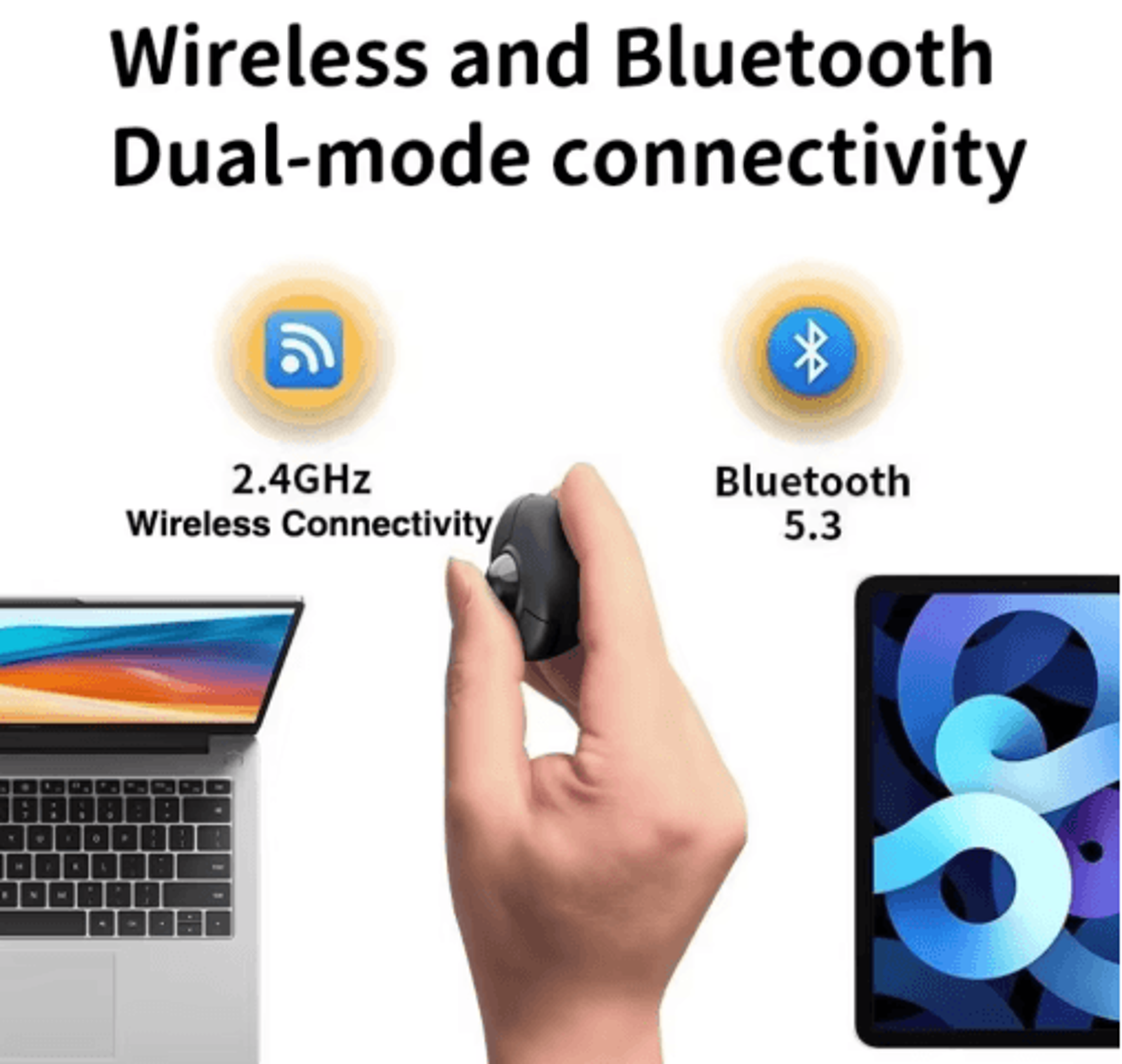 Wireless Trackball Ring Mouse With Bluetooth  24G Remote Control 6