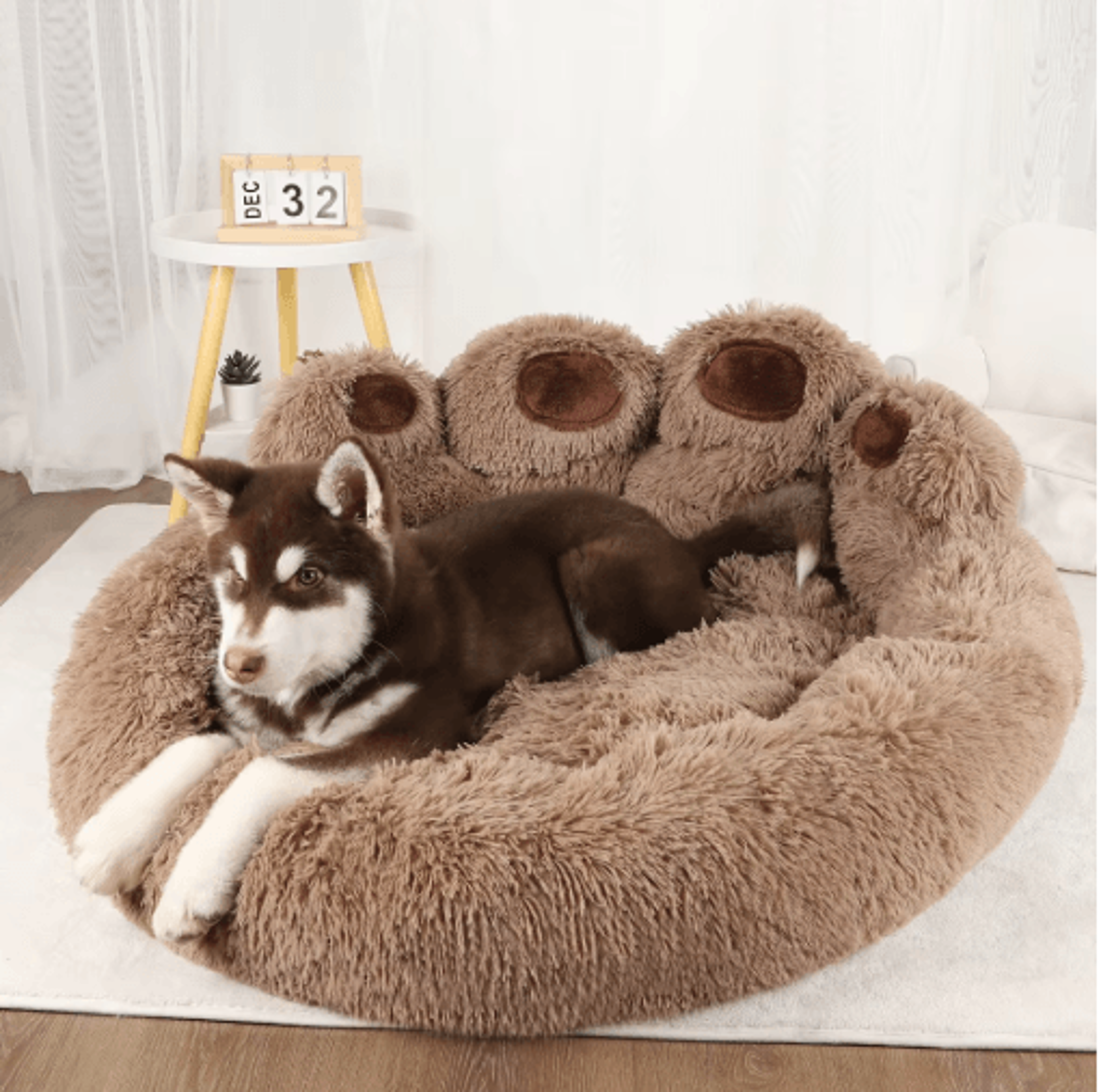 fluffy winter dog bed – warm plush pet sofa basket for dogs & cats