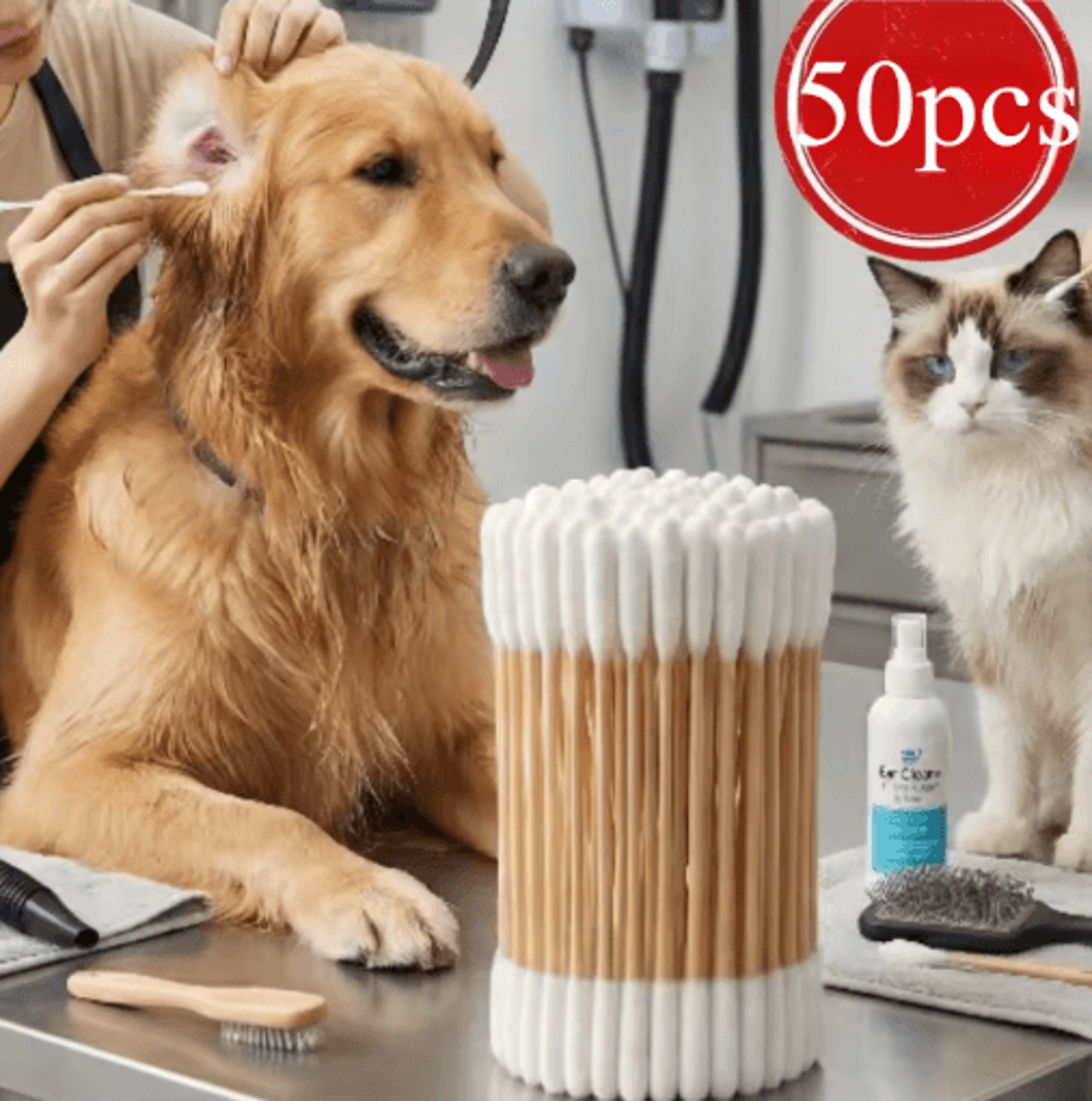 Professional Pet Ear Cleaning Cotton Swabs DoubleSided Bamboo Swabs For Dogs  Cats 10