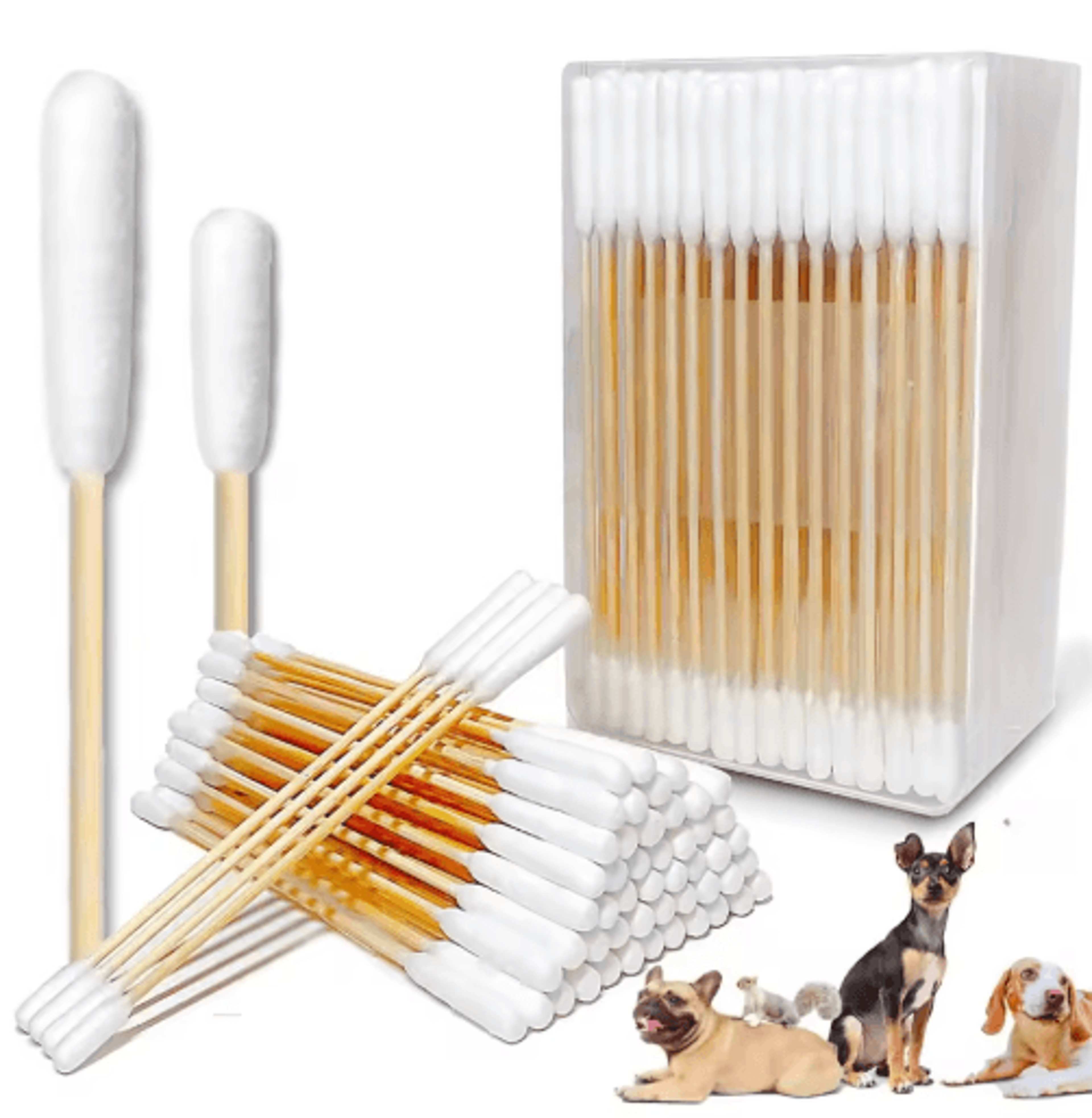 professional pet ear cleaning cotton swabs double-sided bamboo swabs for dogs & cats
