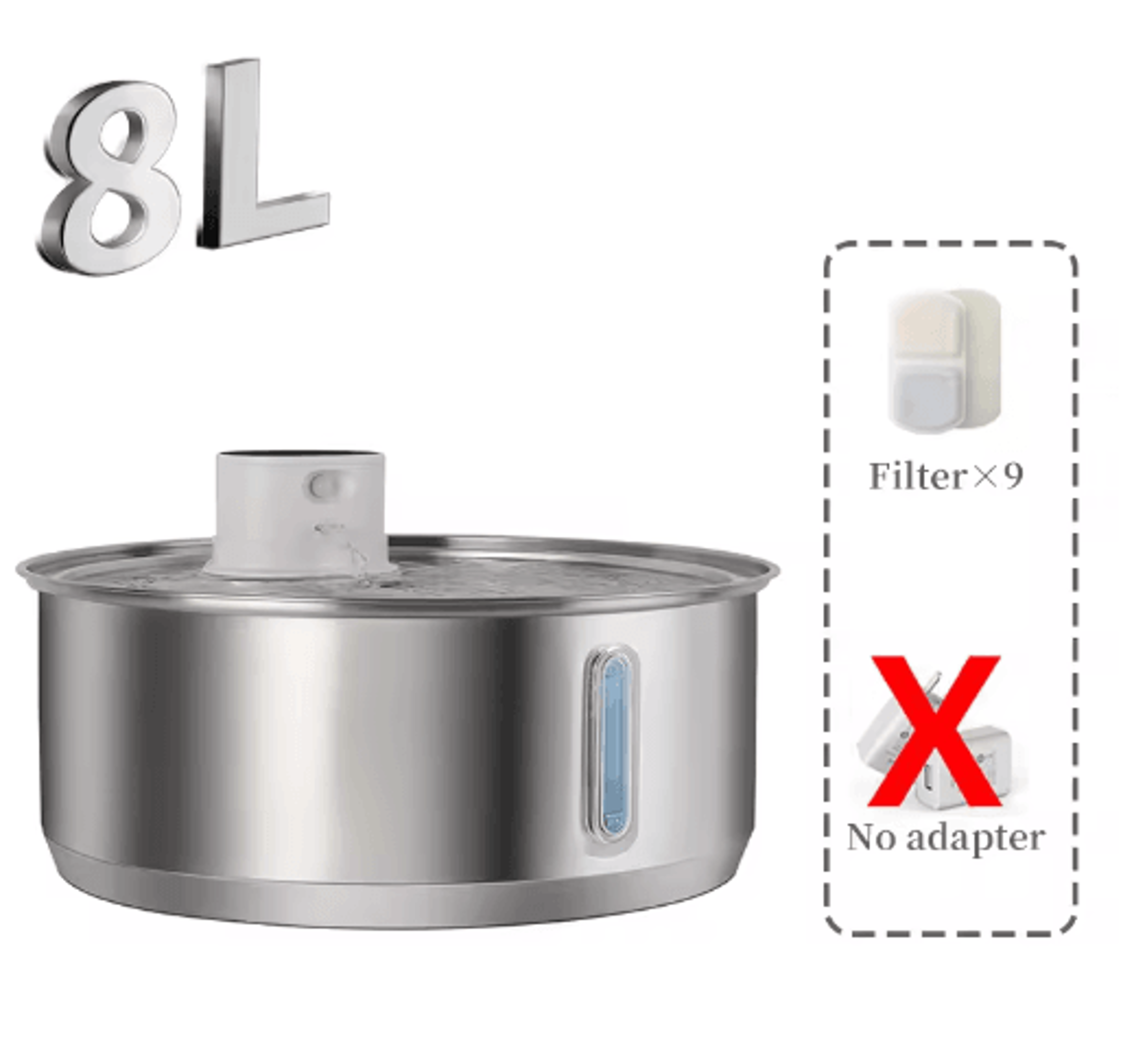 Petavista 8L Wireless Dog Water Fountain  Automatic Stainless Steel Pet Water Dispenser 2