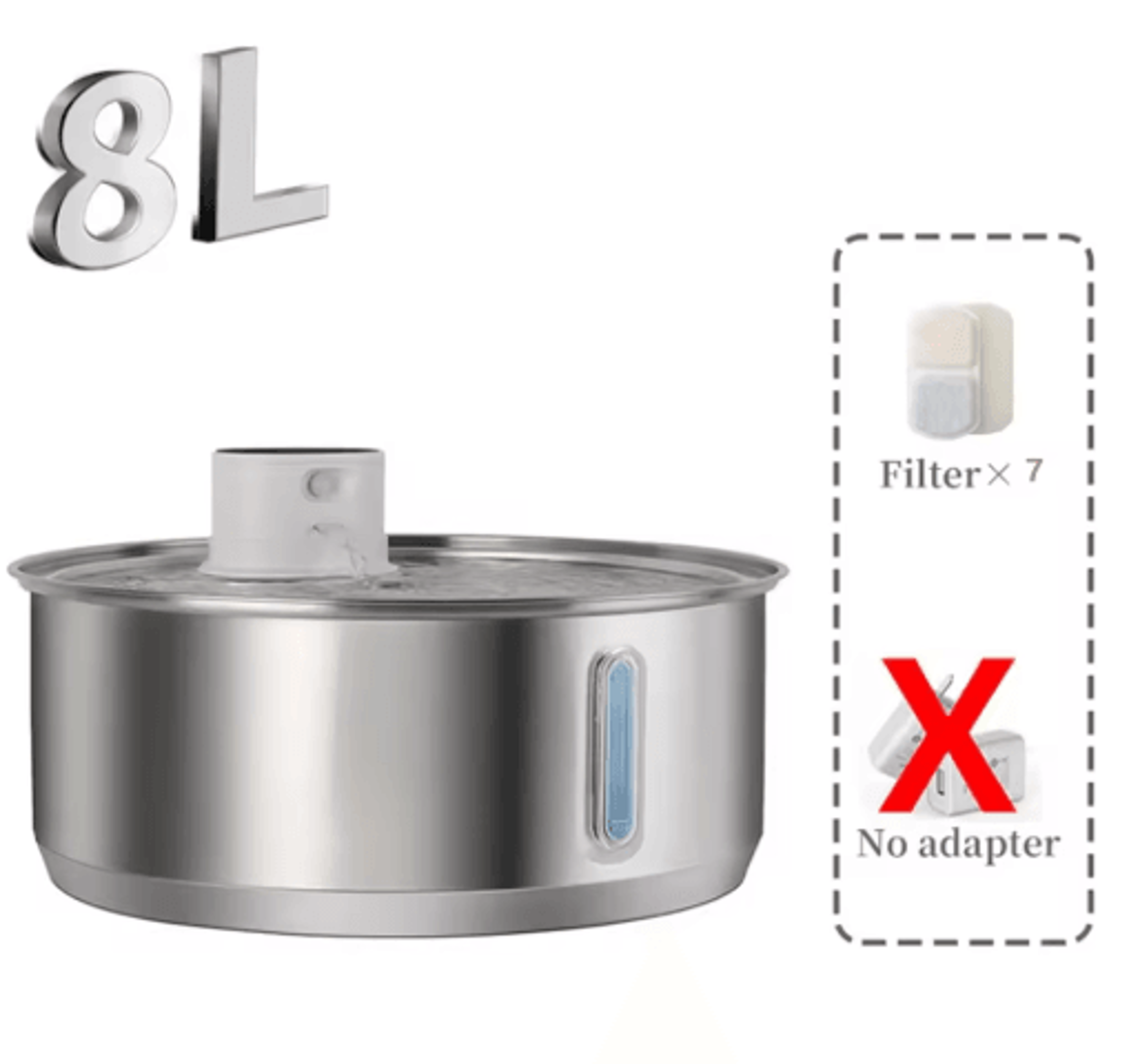 Petavista 8L Wireless Dog Water Fountain  Automatic Stainless Steel Pet Water Dispenser 3