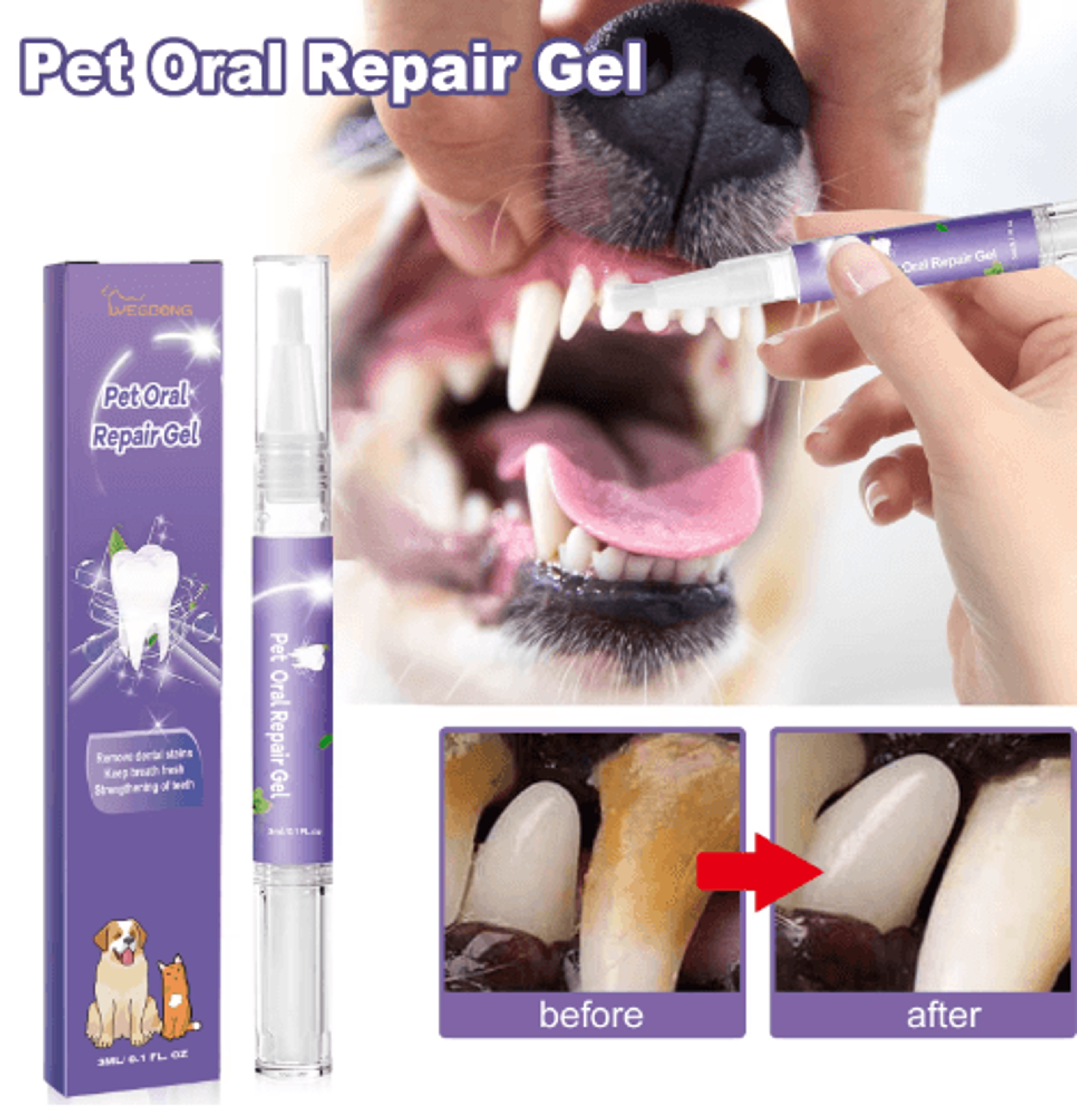smilefresh easy apply pet dental care gel for dogs & cats