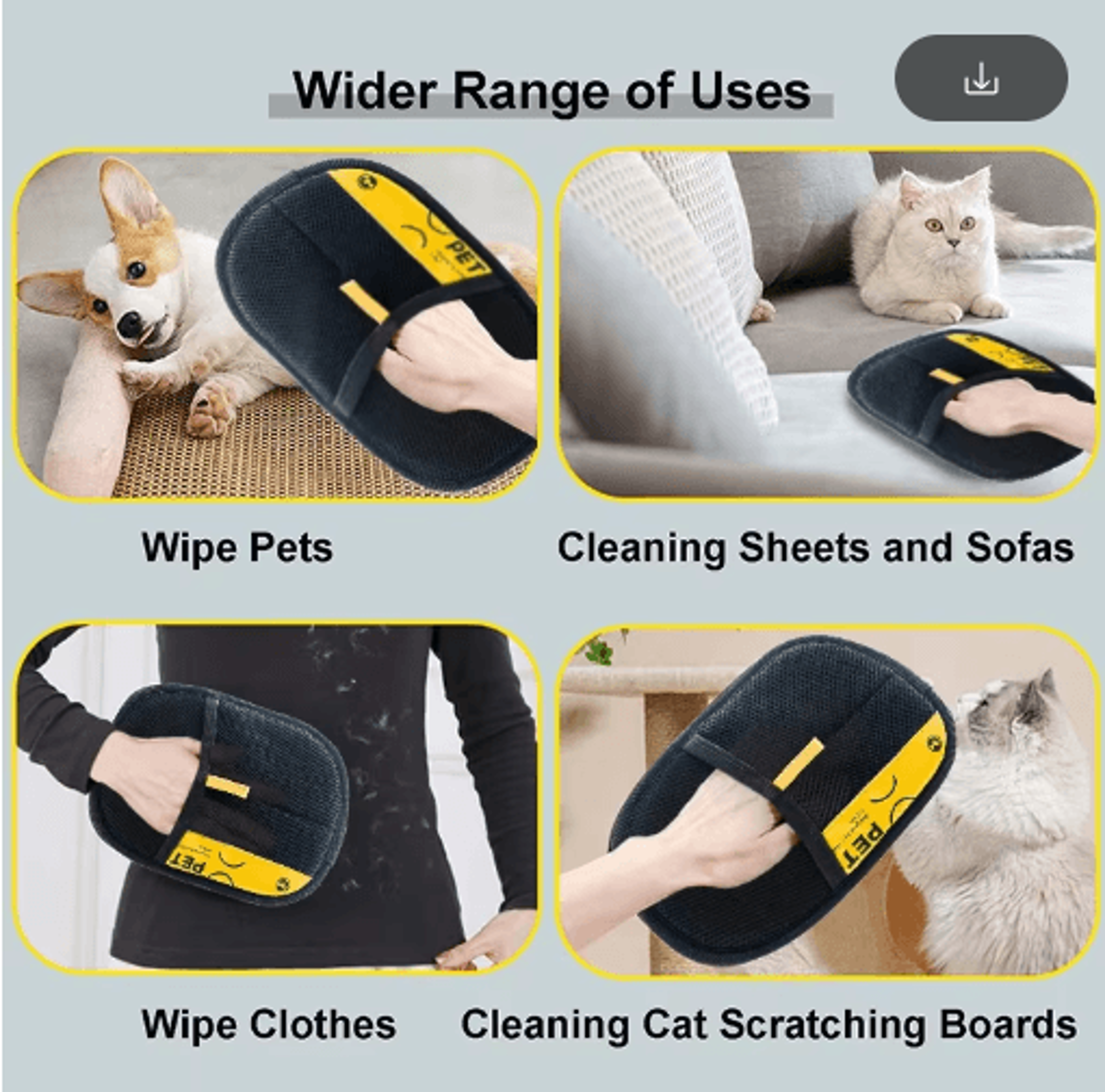 FurSweep 2in1 Pet Hair Remover Grooming Glove  Lint Roller 5