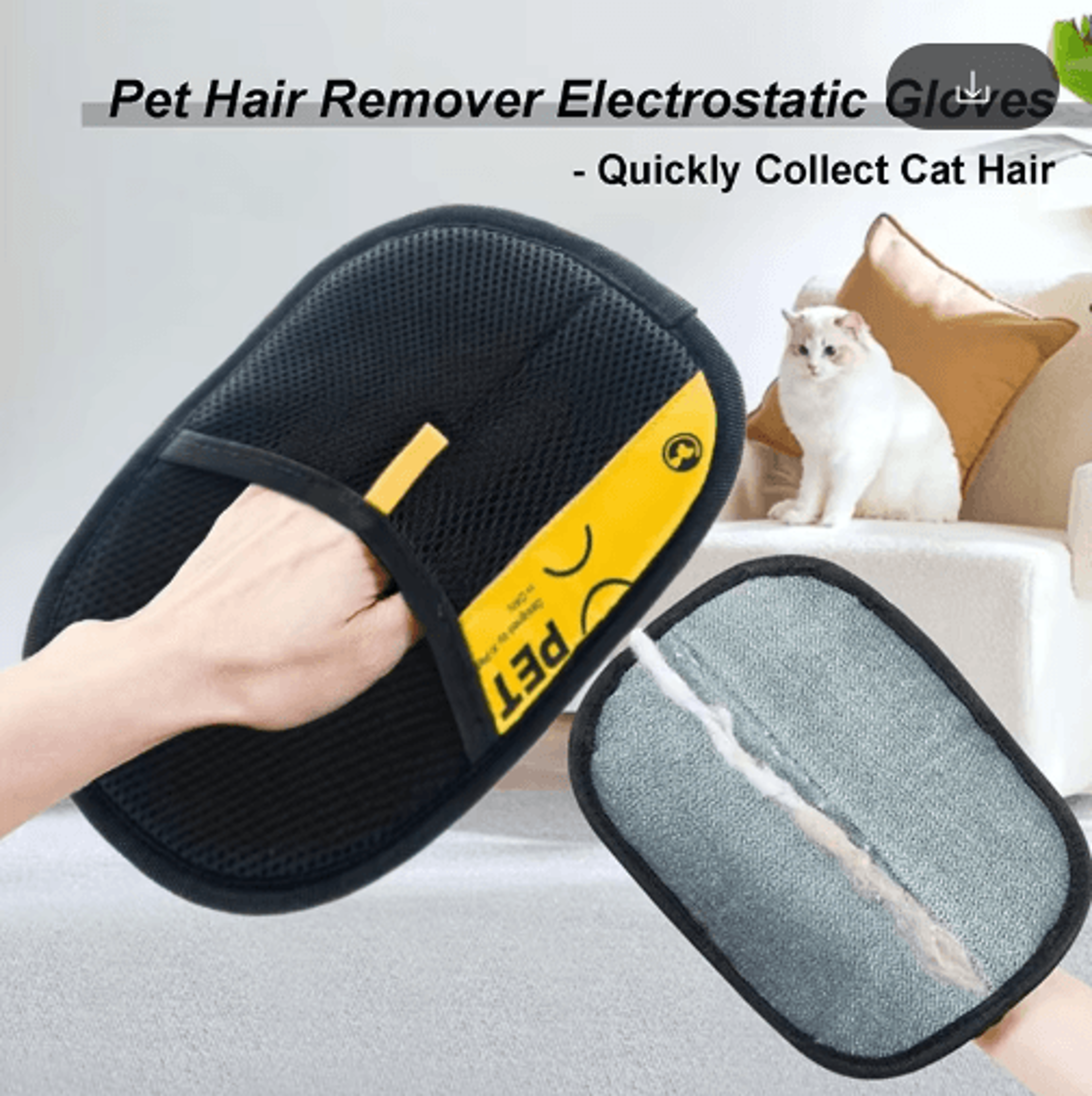 FurSweep 2in1 Pet Hair Remover Grooming Glove  Lint Roller 6