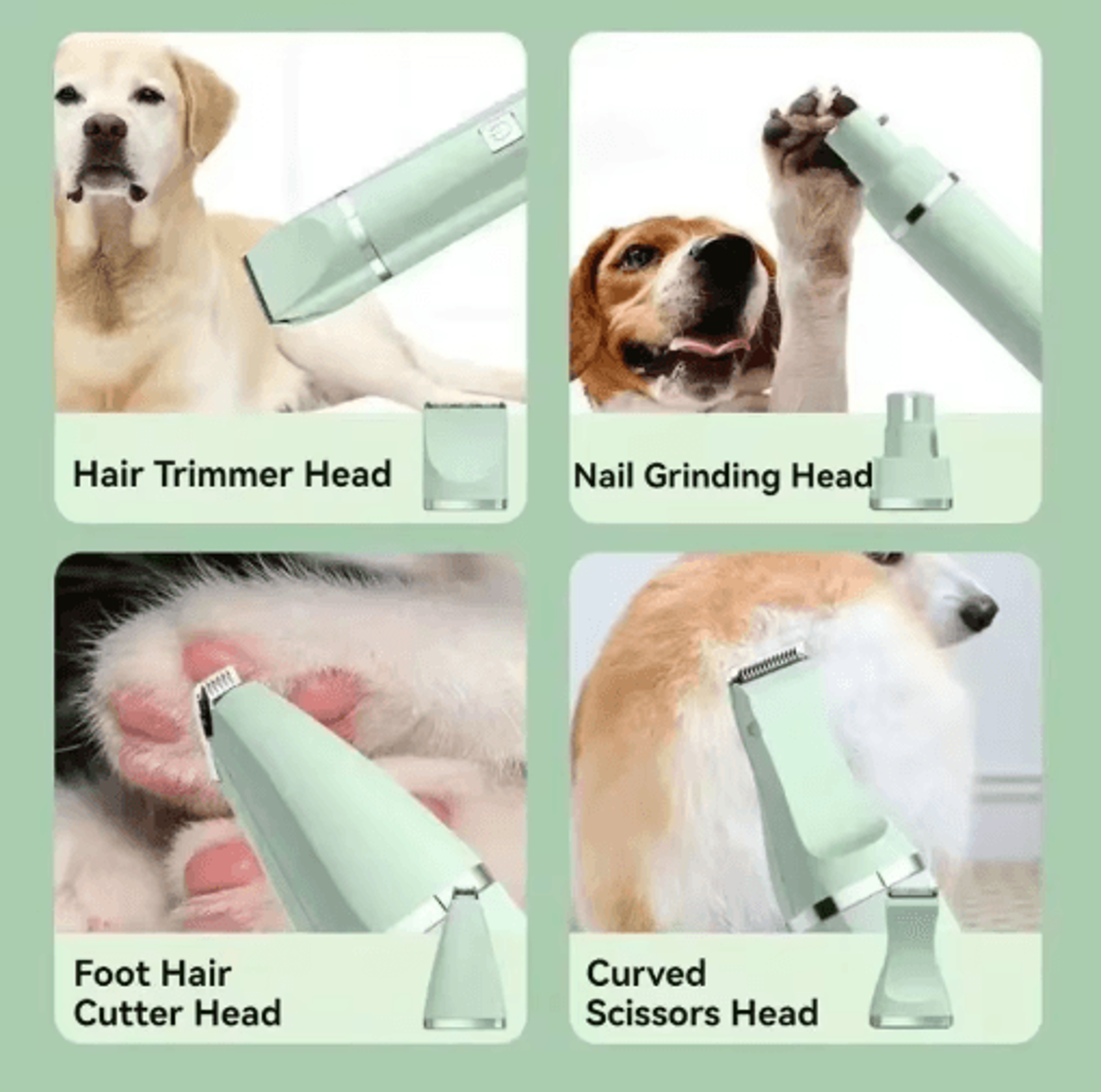 TrimPro 4in1 Cordless Pet Grooming Clipper  Low Noise Dog  Cat Hair Trimmer With TypeC Charging 9