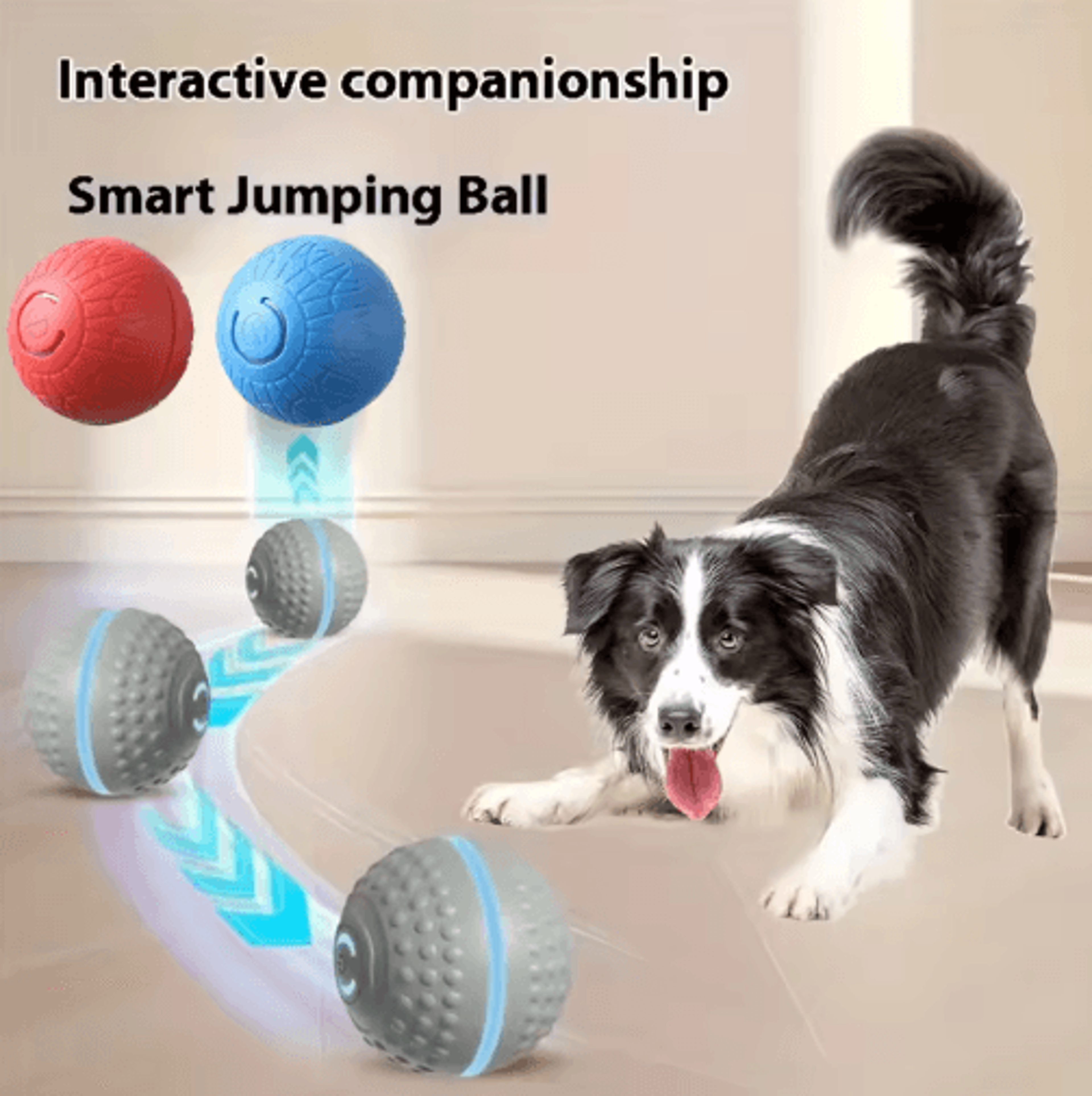 RolliPlay Smart Interactive Dog Ball  Automatic Moving  Bouncing USB Rechargeable Pet Toy 0