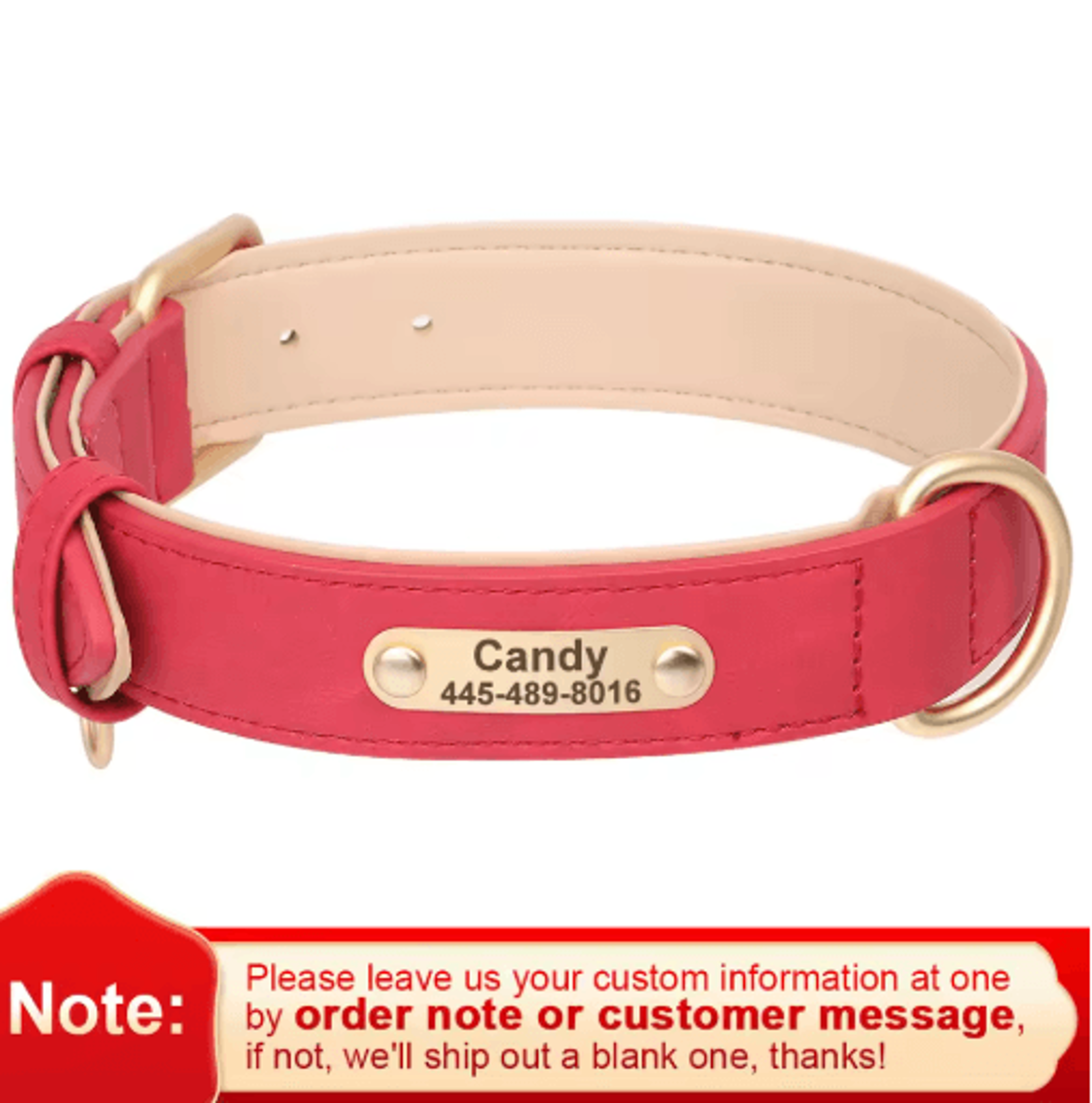 Personalized PU Leather Dog Collar With Free Engraved Nameplate For All Dog Sizes 17