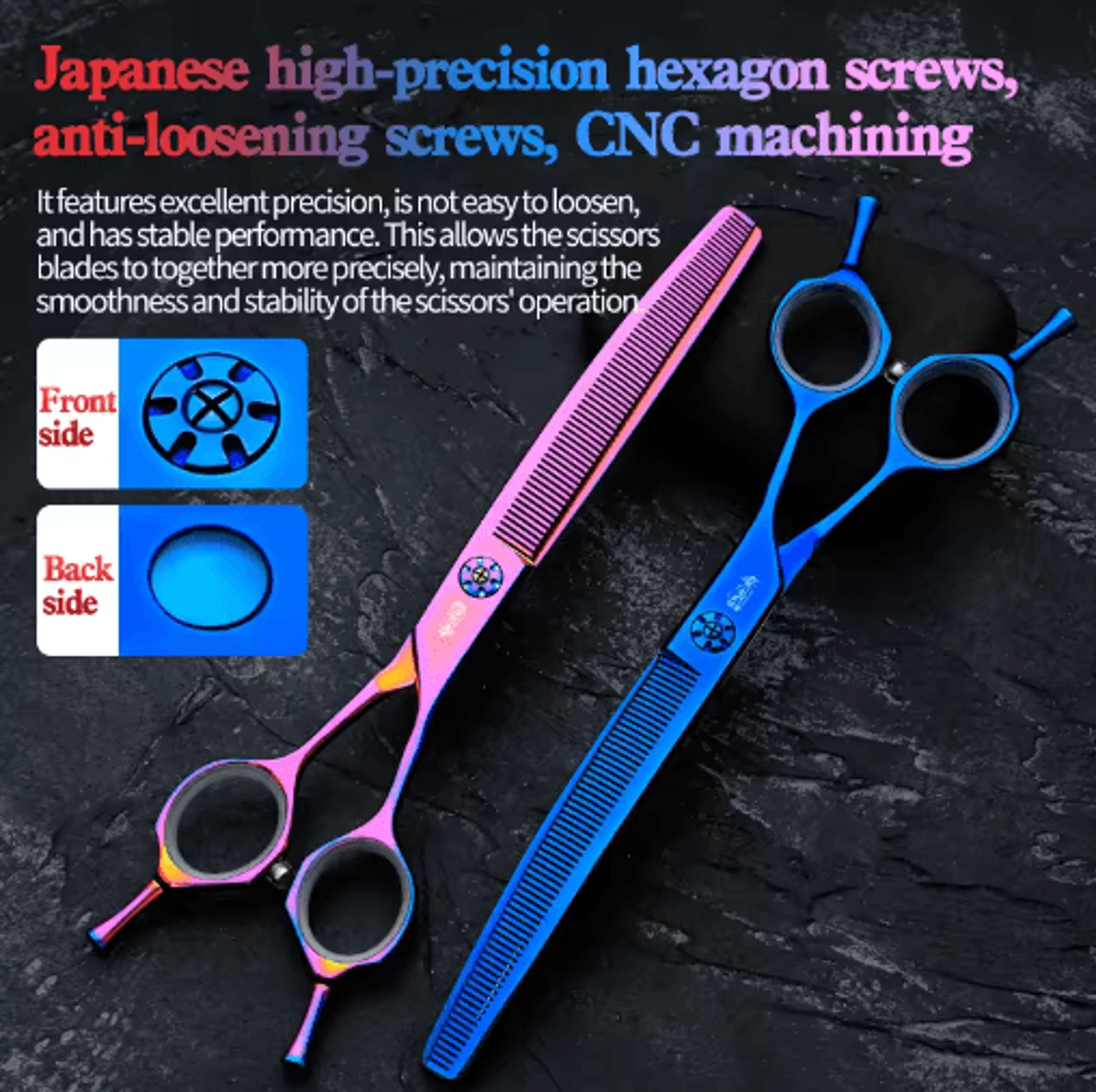 Professional 7 Inch JP440C Pet Grooming Scissors Set With Curved  Fishbone Teeth Blades 12