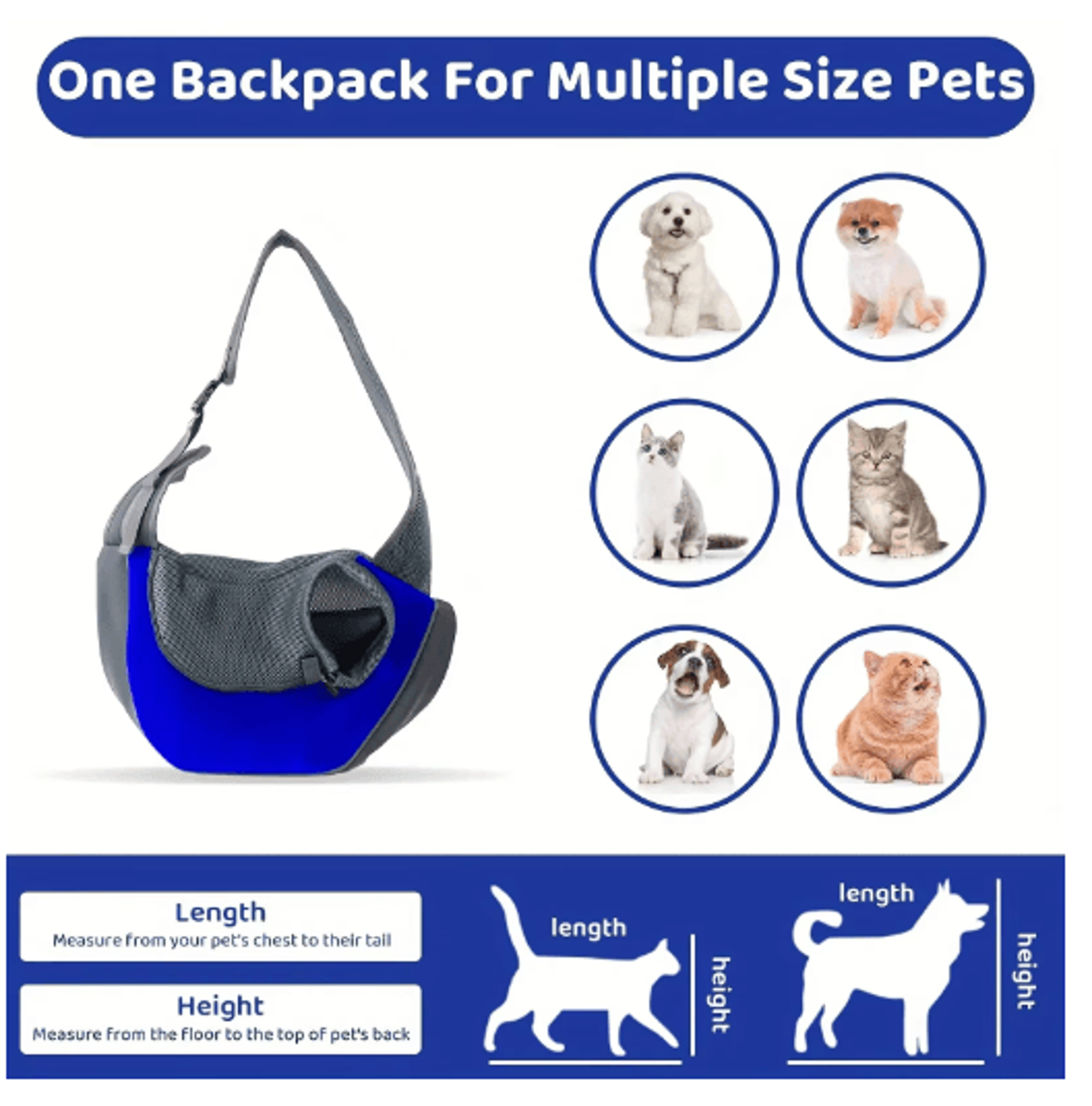 Breathable Dog Sling Carrier Backpack For Puppies  Cats Travel Crossbody Pet Bag 11