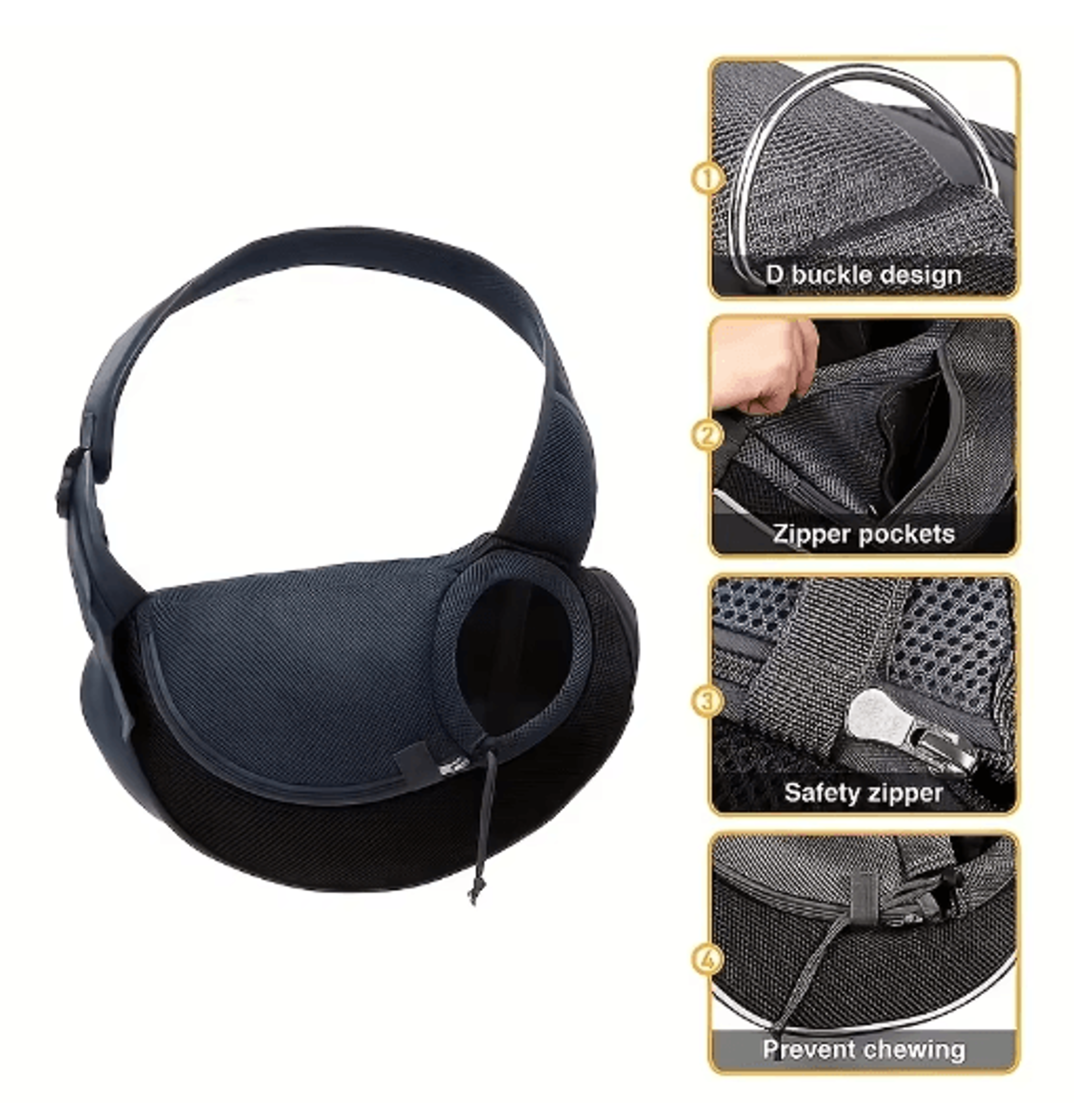 Breathable Dog Sling Carrier Backpack For Puppies  Cats Travel Crossbody Pet Bag 14
