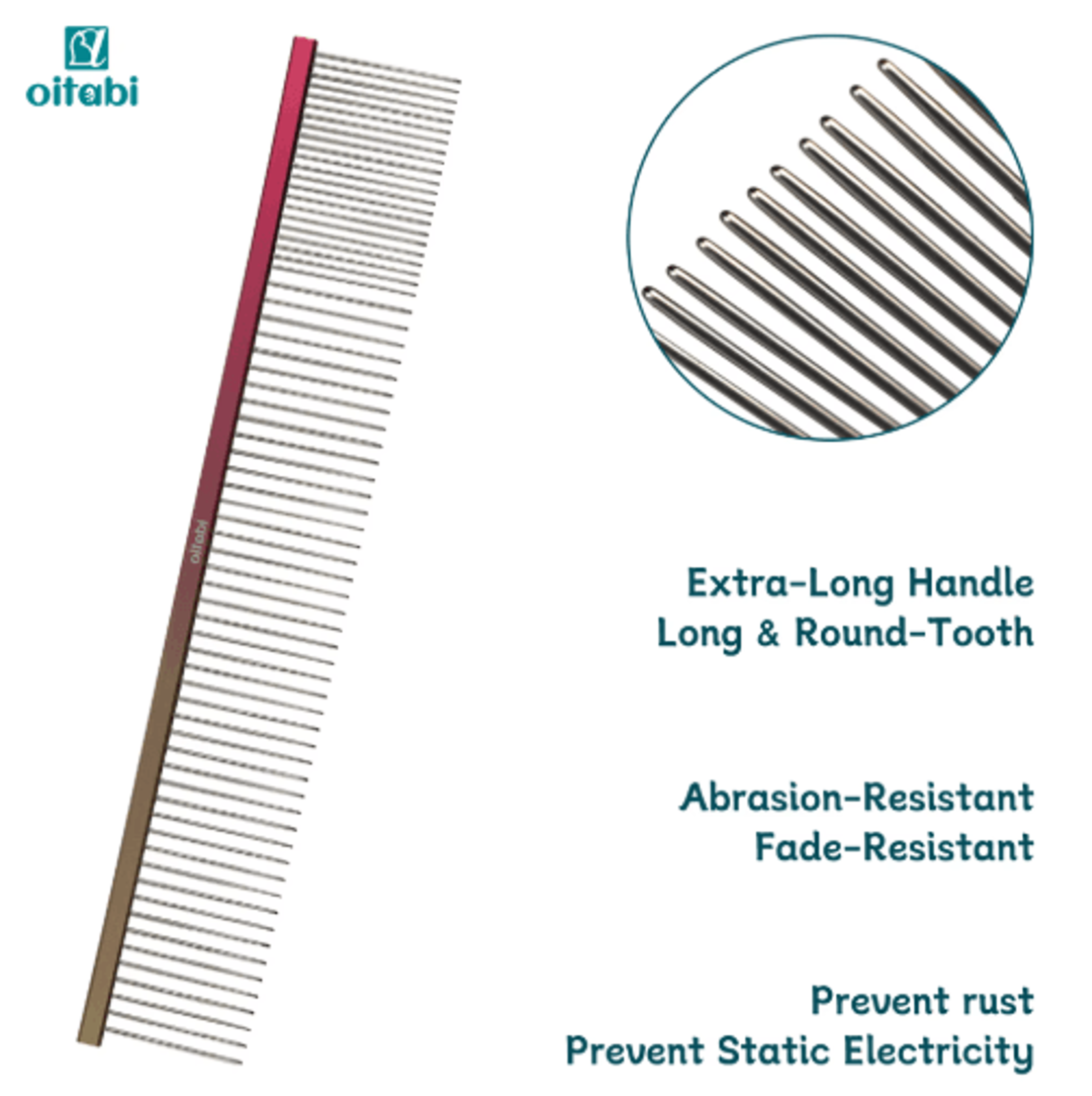 OITABI Professional Pointed Tail Pet Grooming Comb For Styling  Fluffing 7